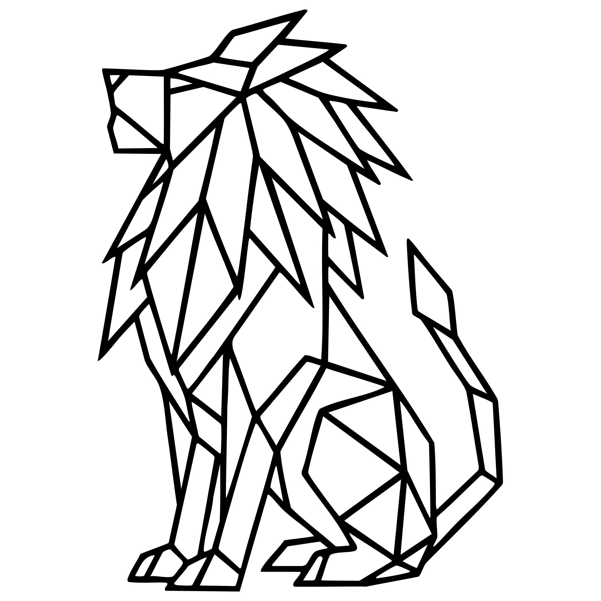 Geometric Lion DXF File – CNC Cutting Design | AWLION647