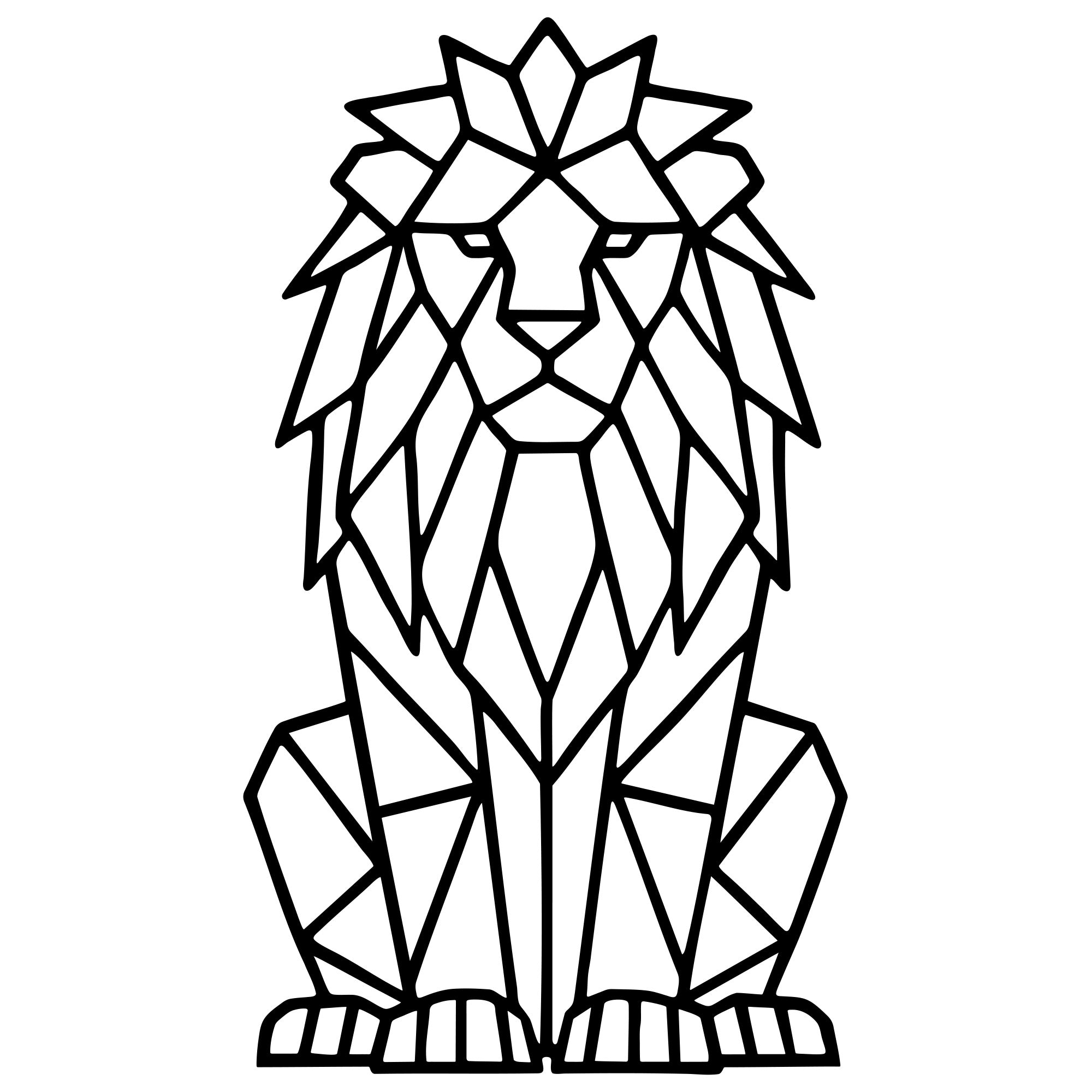 Geometric Lion DXF File – CNC Cutting Design | AWLION648
