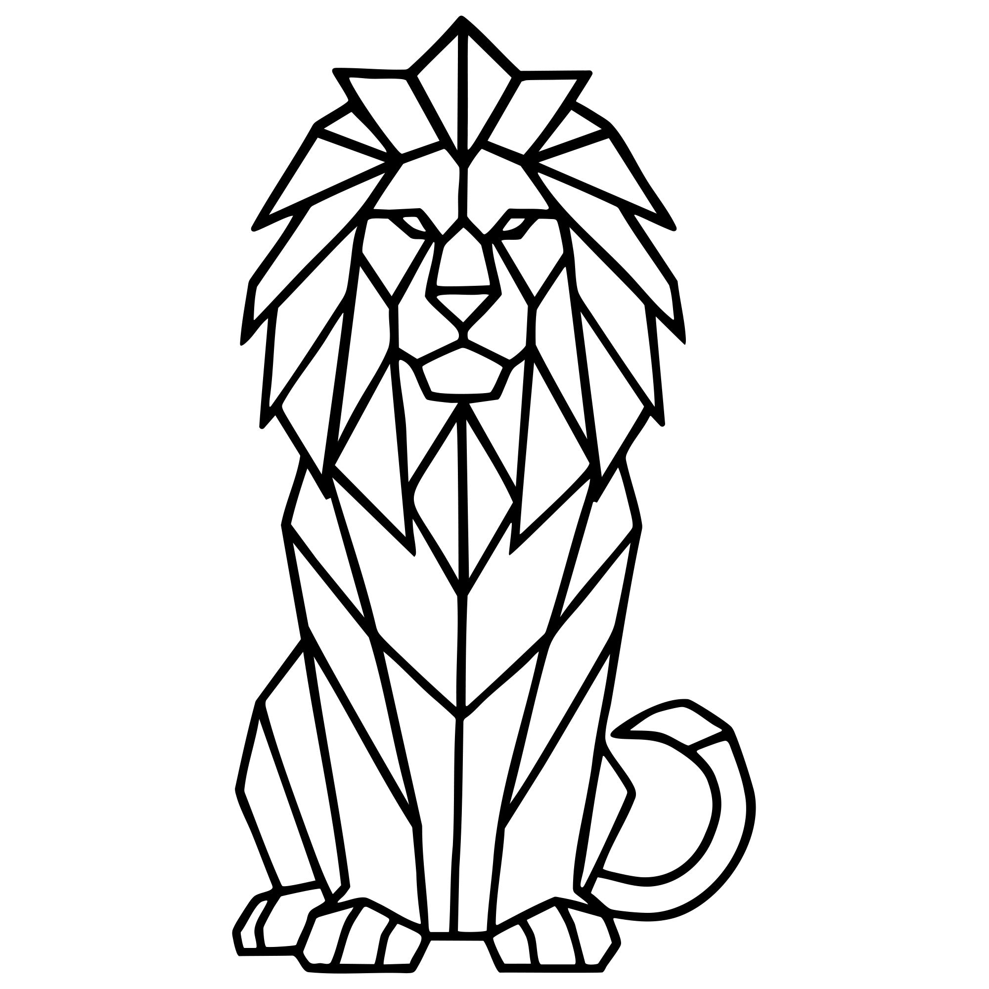 Geometric Lion DXF File – CNC Cutting Design | AWLION649