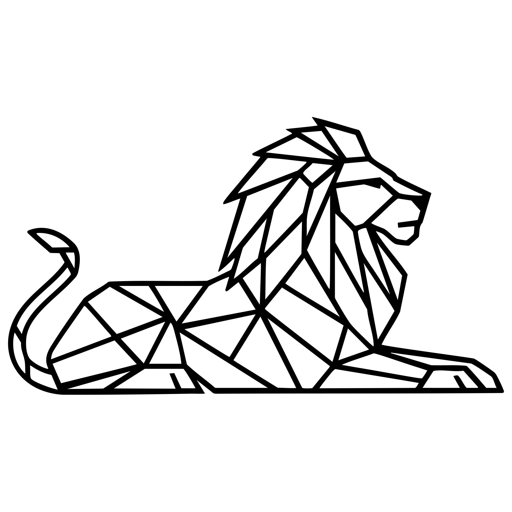 Geometric Lion DXF File – CNC Cutting Design | AWLION650