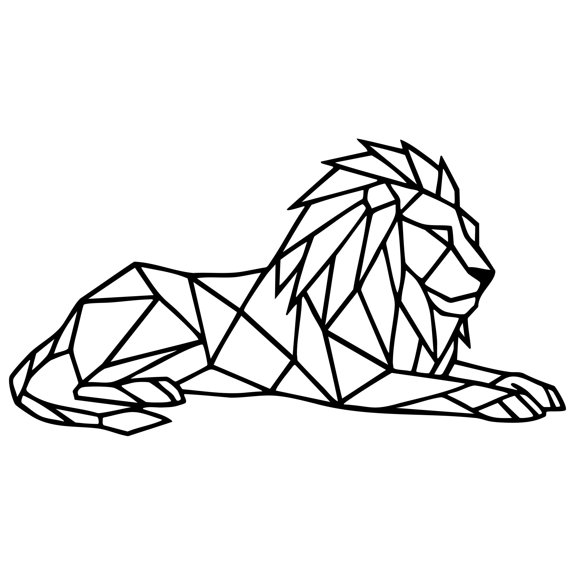 Geometric Lion DXF File – CNC Cutting Design | AWLION652