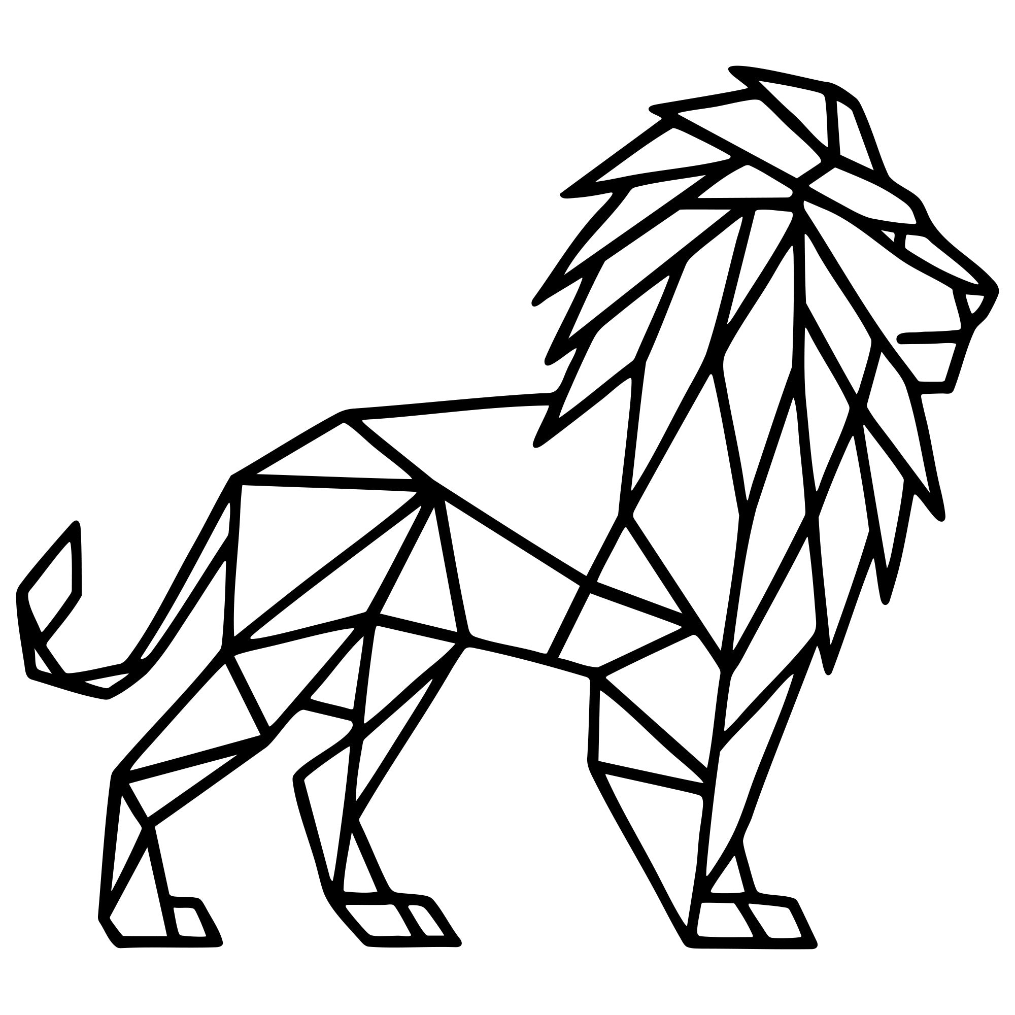 Geometric Lion DXF File – CNC Cutting Design | AWLION654