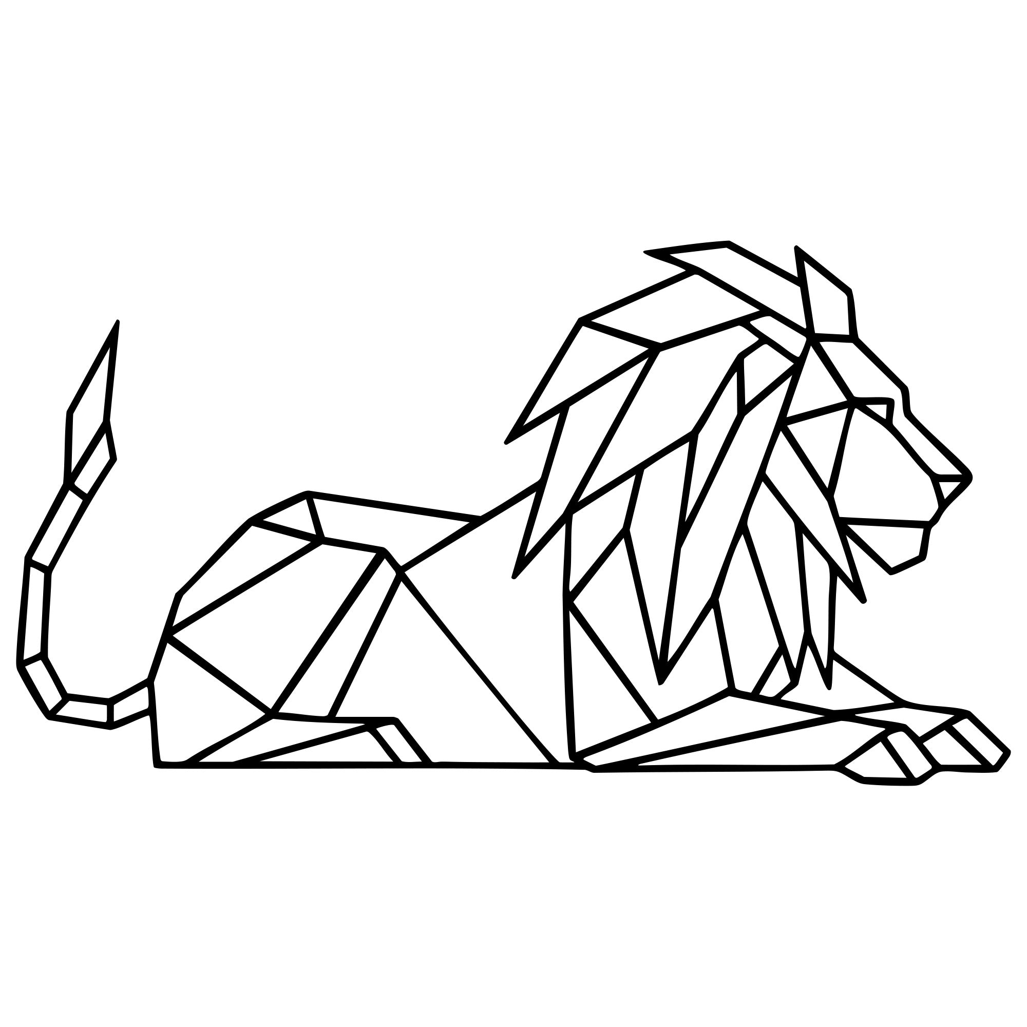 Geometric Lion DXF File – CNC Cutting Design | AWLION657