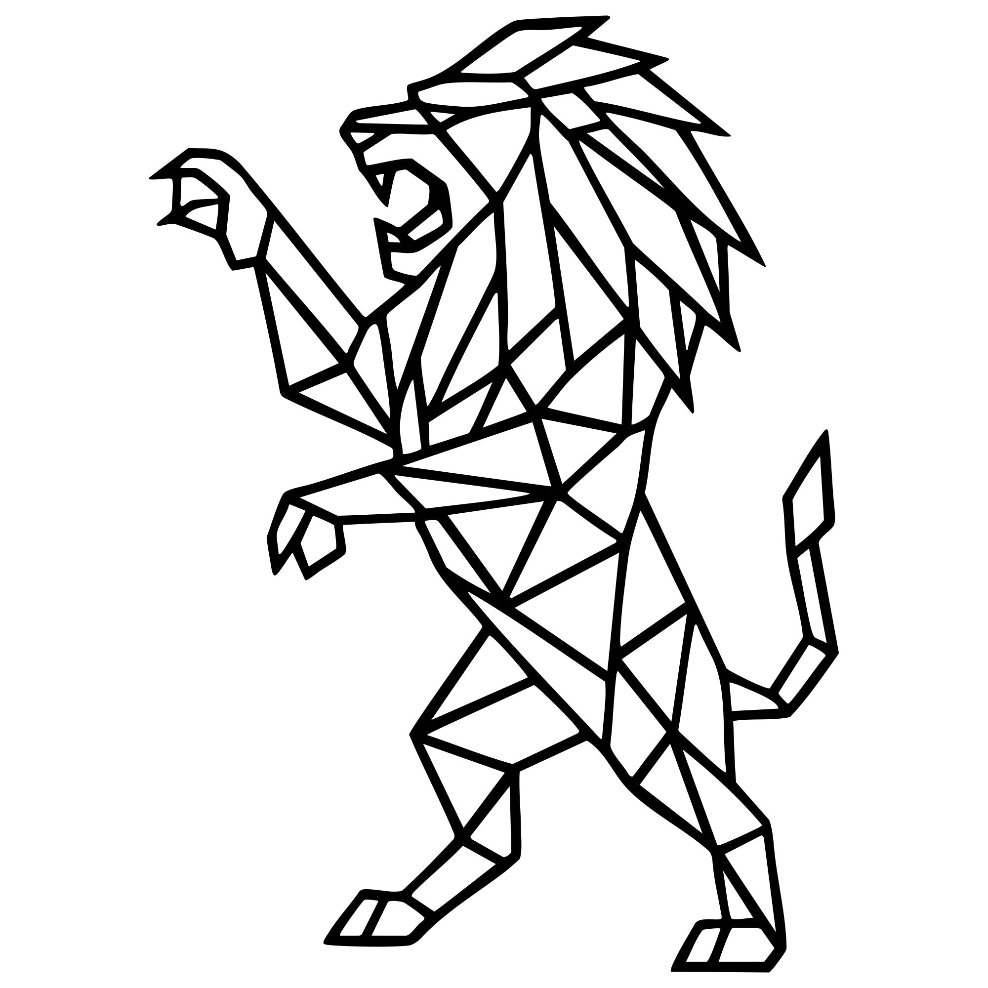 Geometric Lion DXF File – CNC Cutting Design | AWLION661