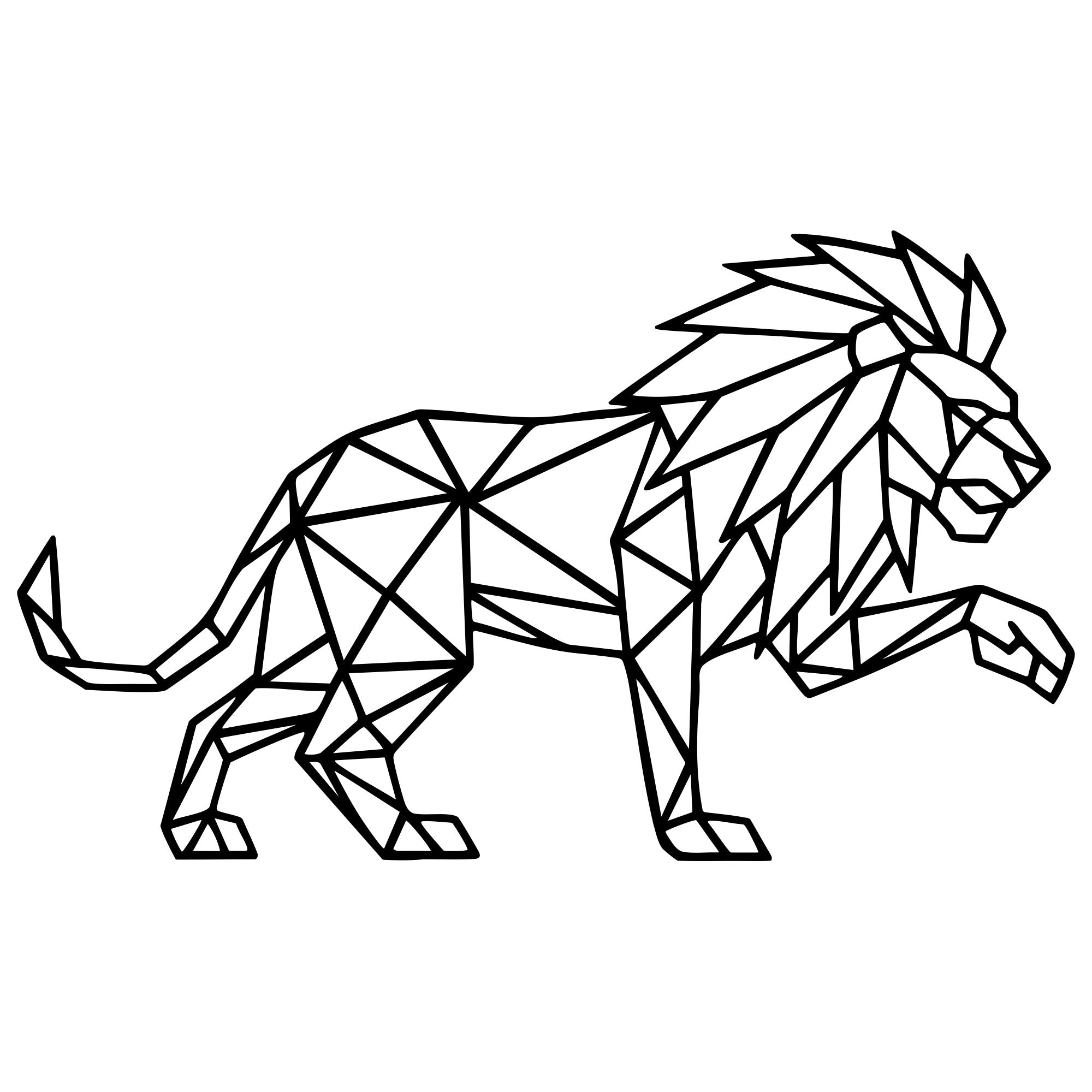 Geometric Lion DXF File – CNC Cutting Design | AWLION662