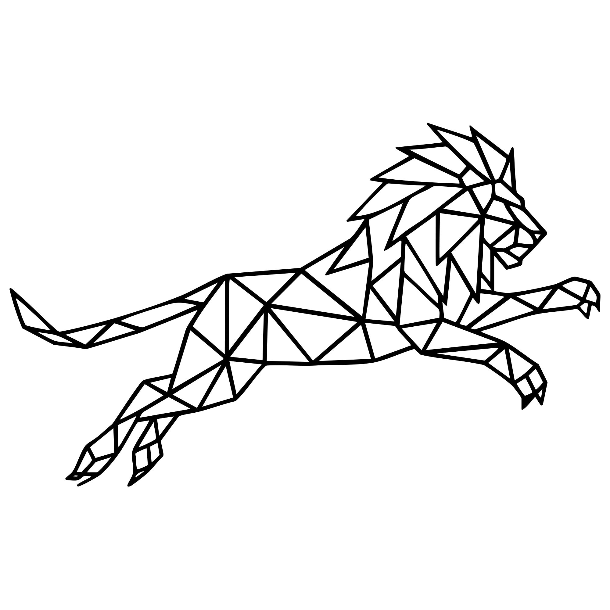 Geometric Lion DXF File – CNC Cutting Design | AWLION663