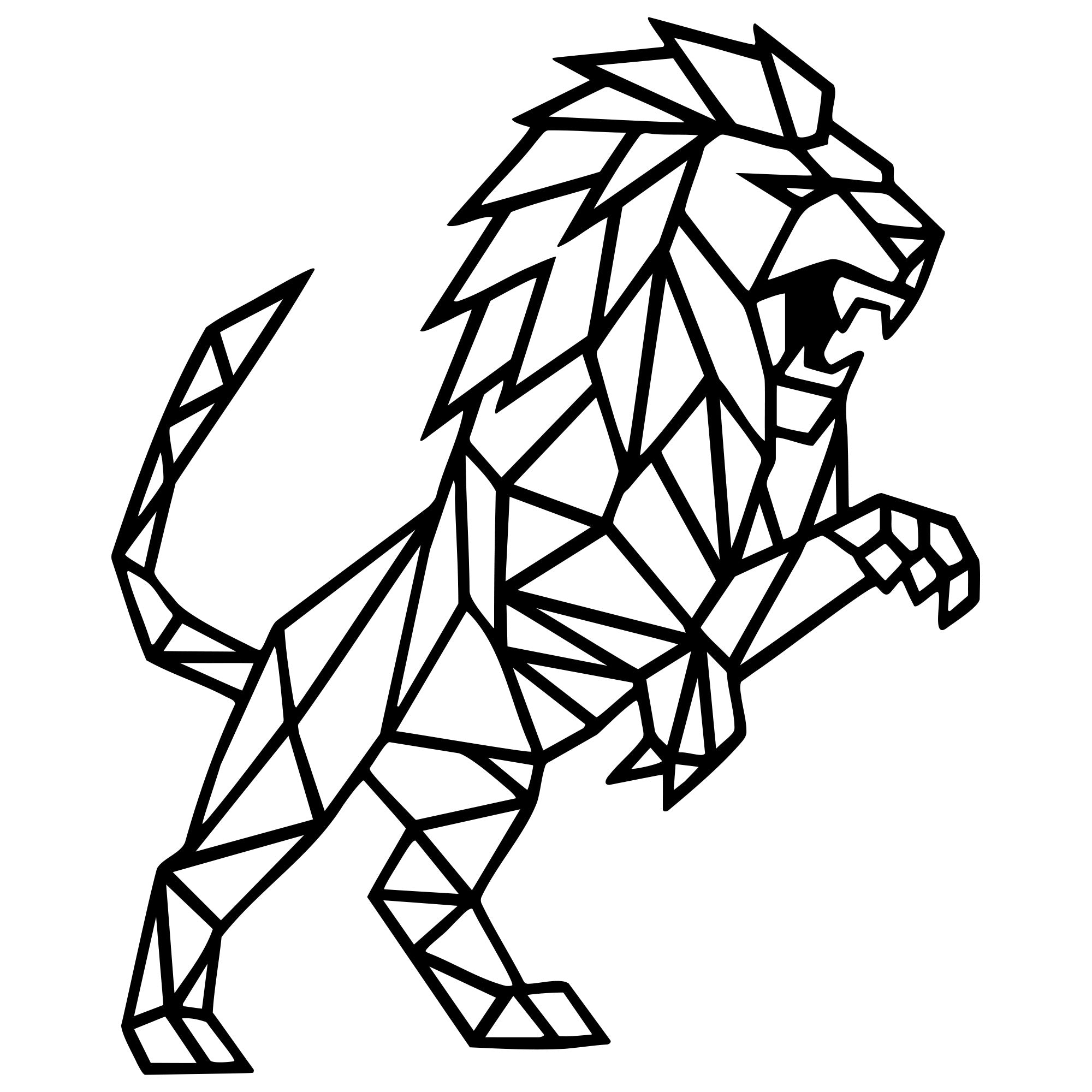 Geometric Lion DXF File – CNC Cutting Design | AWLION664