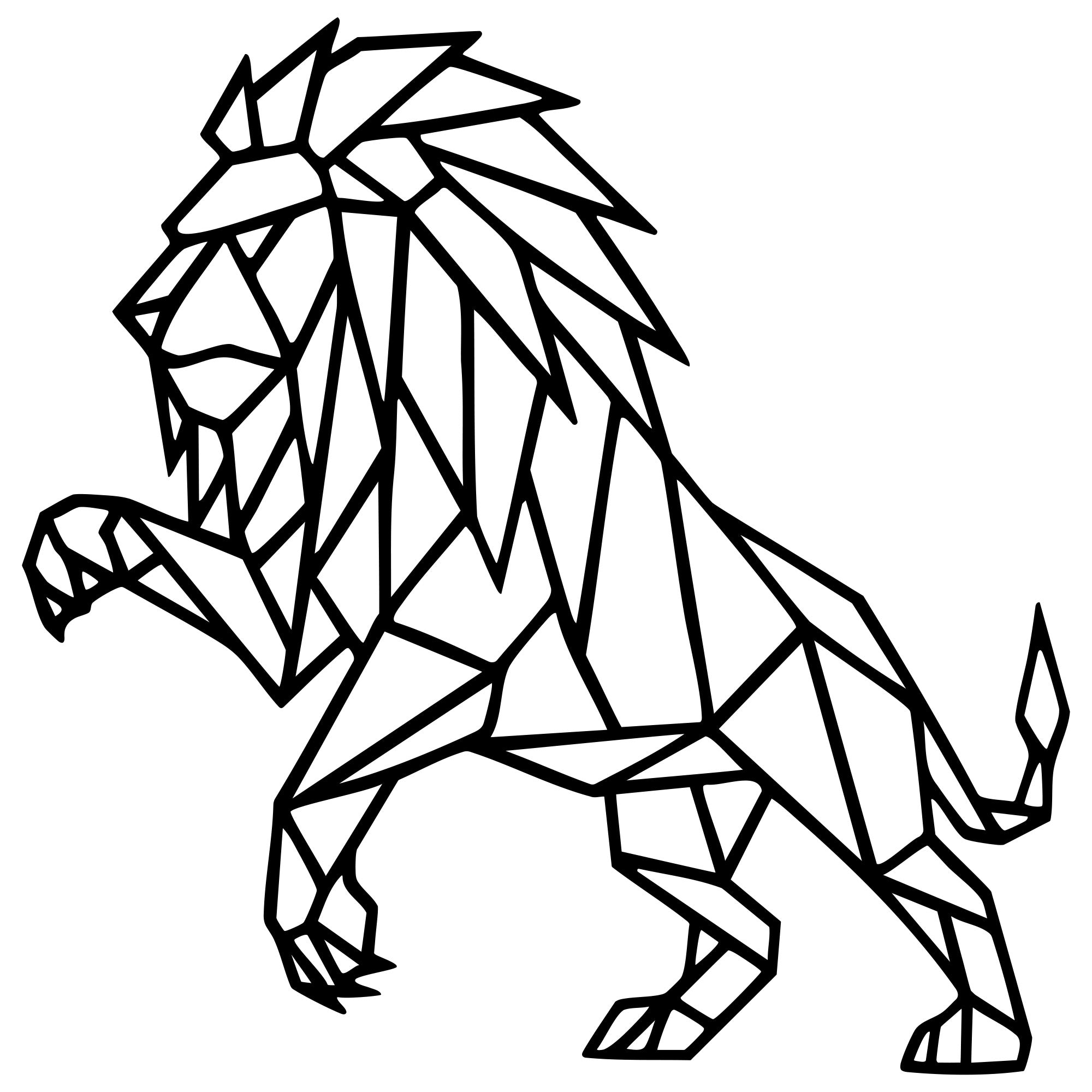 Geometric Lion DXF File – CNC Cutting Design | AWLION665