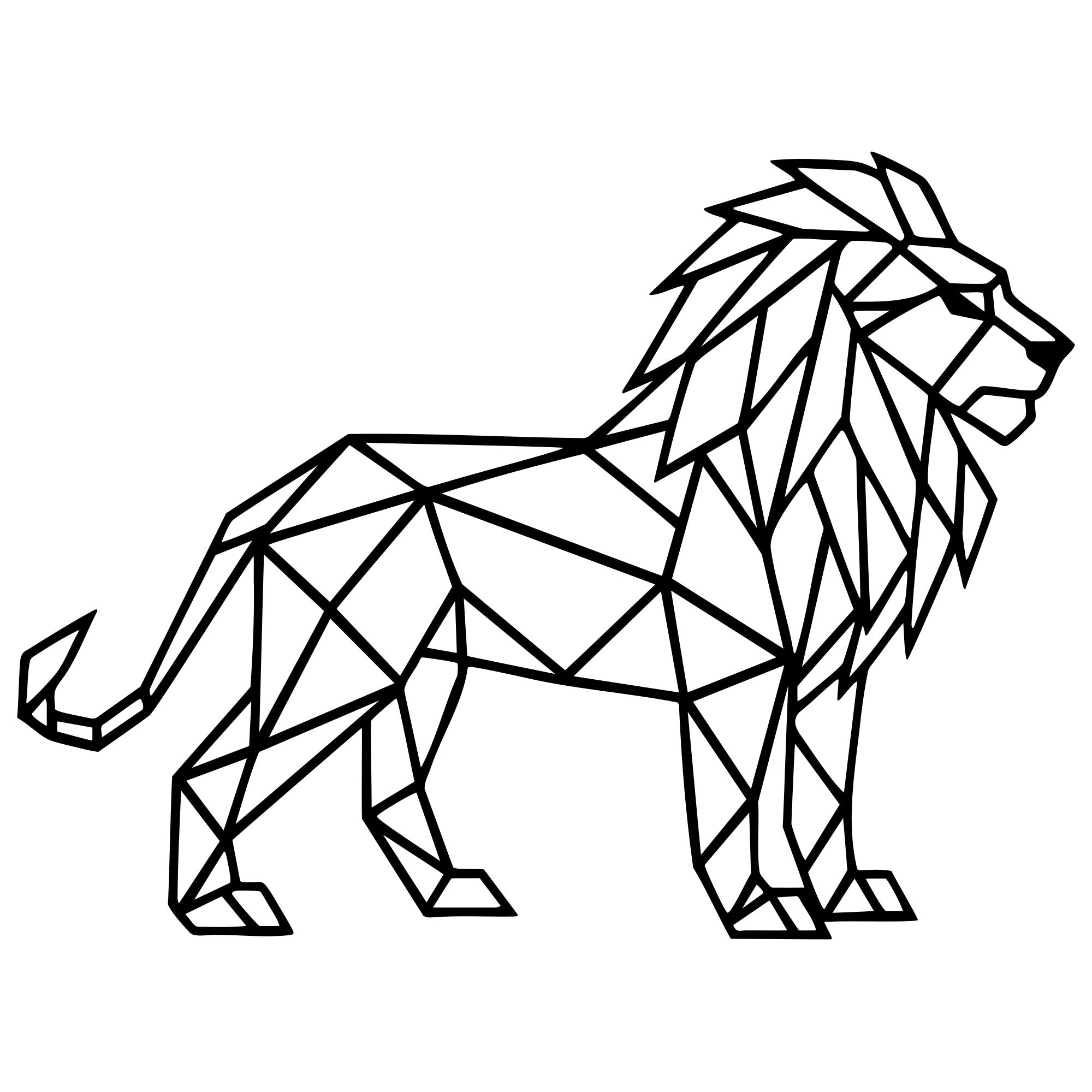Geometric Lion DXF File – CNC Cutting Design | AWLION666