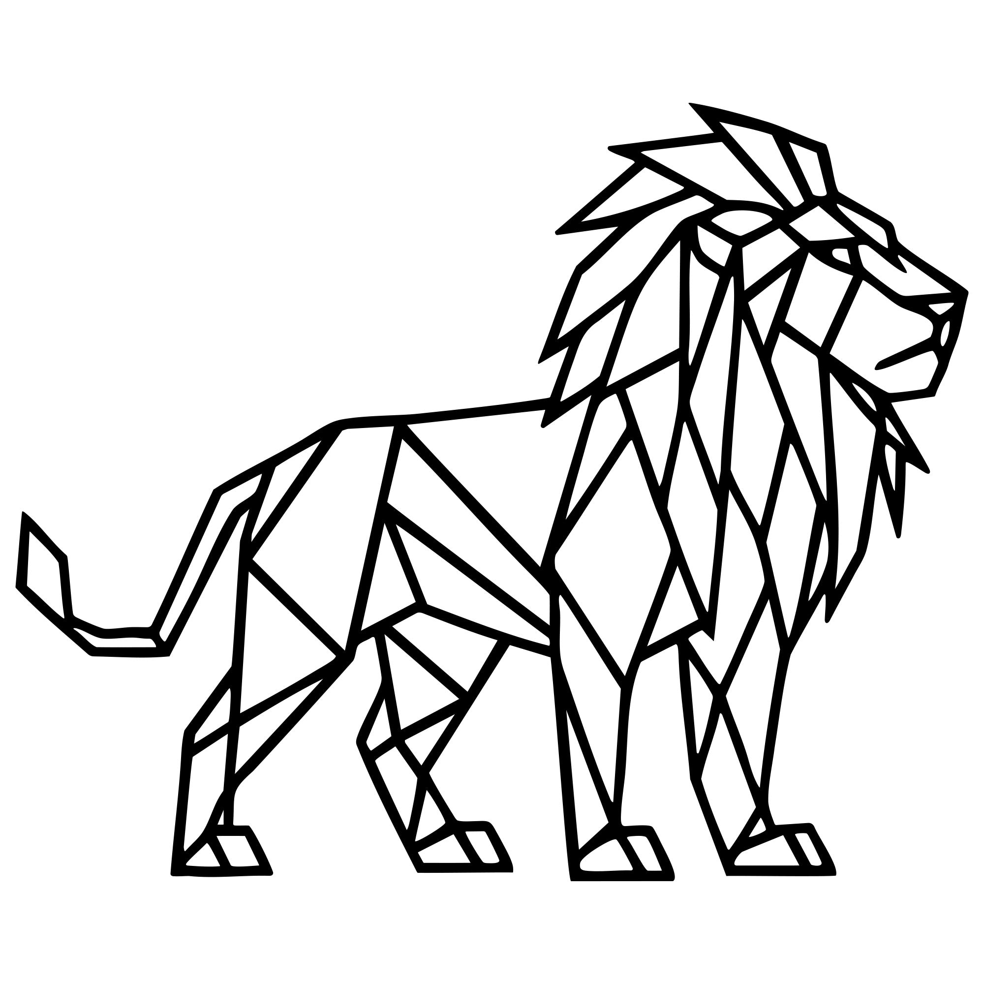 Geometric Lion DXF File – CNC Cutting Design | AWLION667