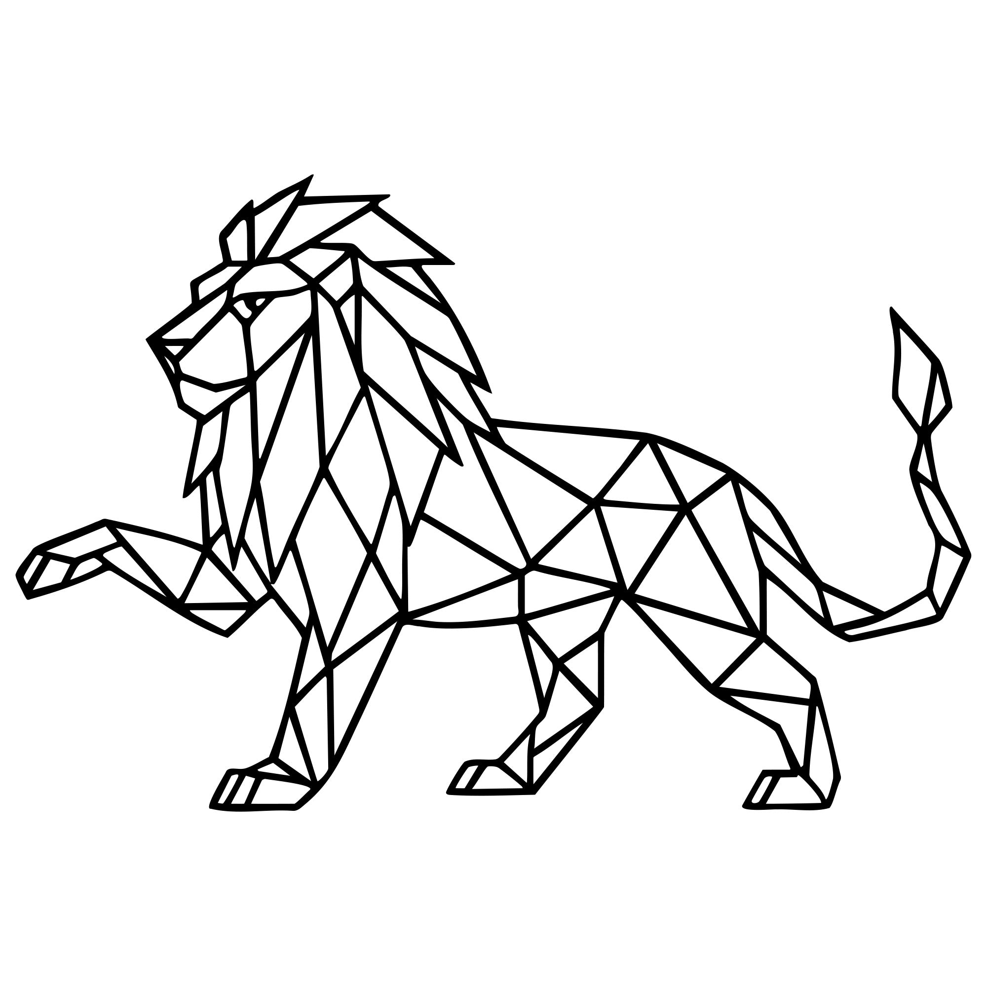 Geometric Lion DXF File – CNC Cutting Design | AWLION668