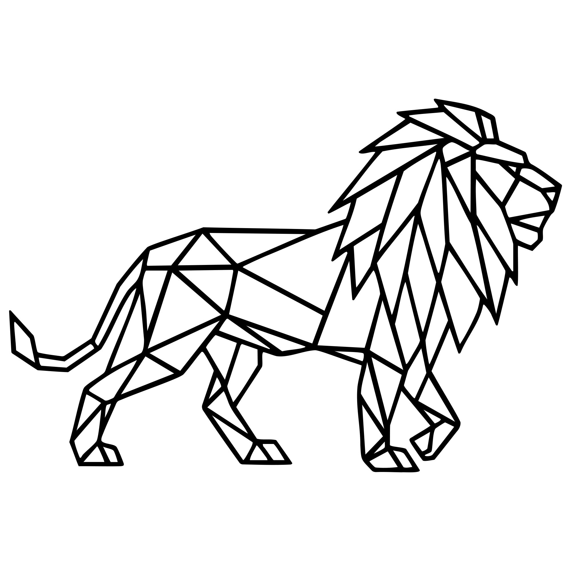 Geometric Lion DXF File – CNC Cutting Design | AWLION674