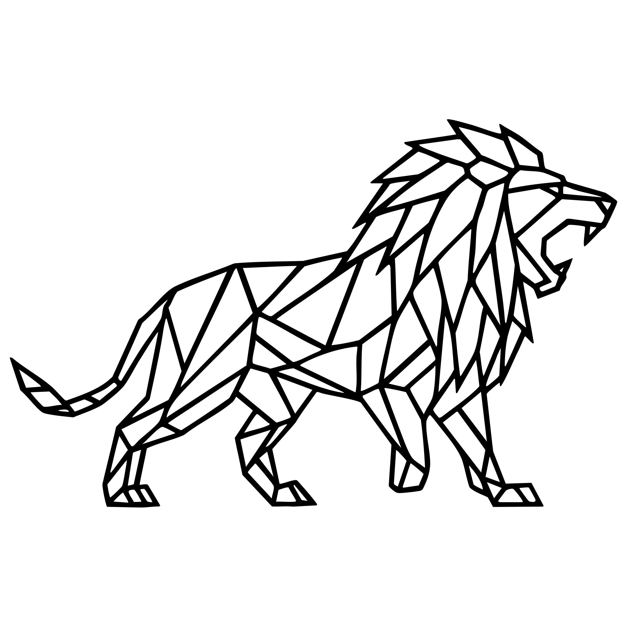 Geometric Lion DXF File – CNC Cutting Design | AWLION675
