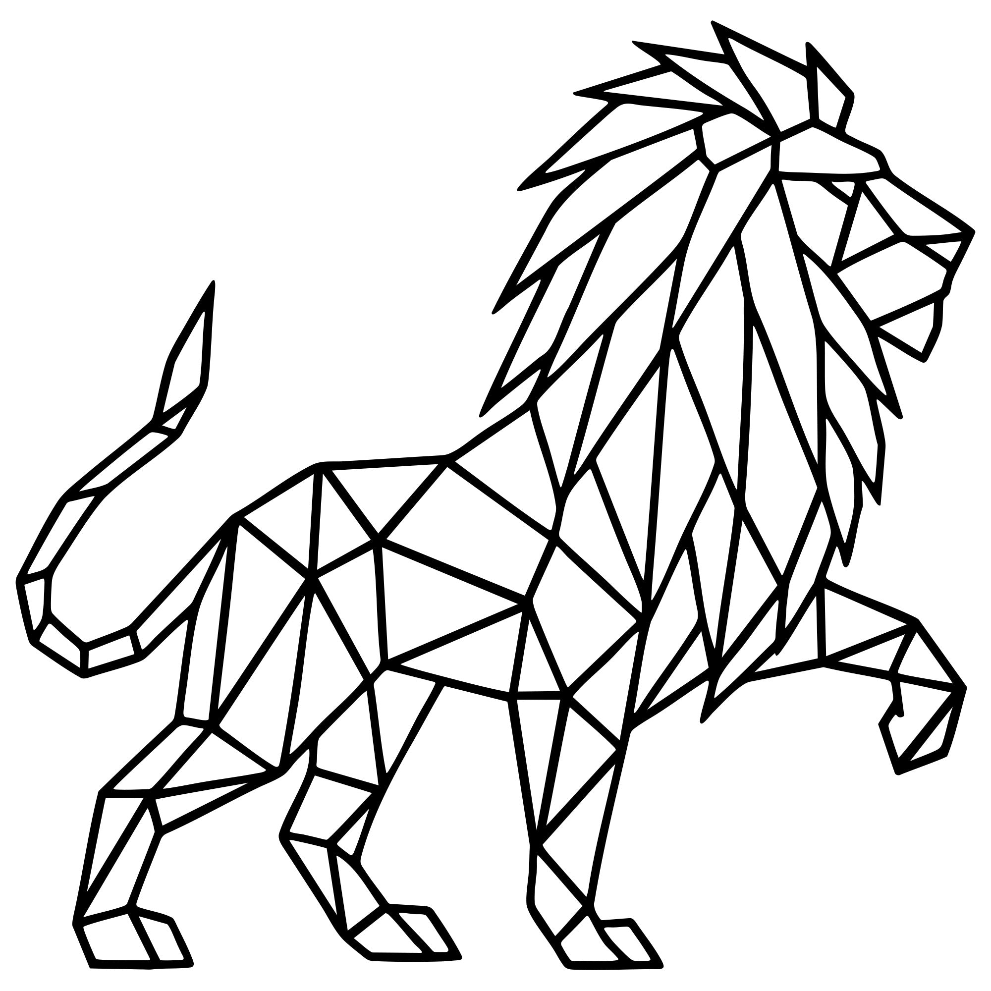 Geometric Lion DXF File – CNC Cutting Design | AWLION676