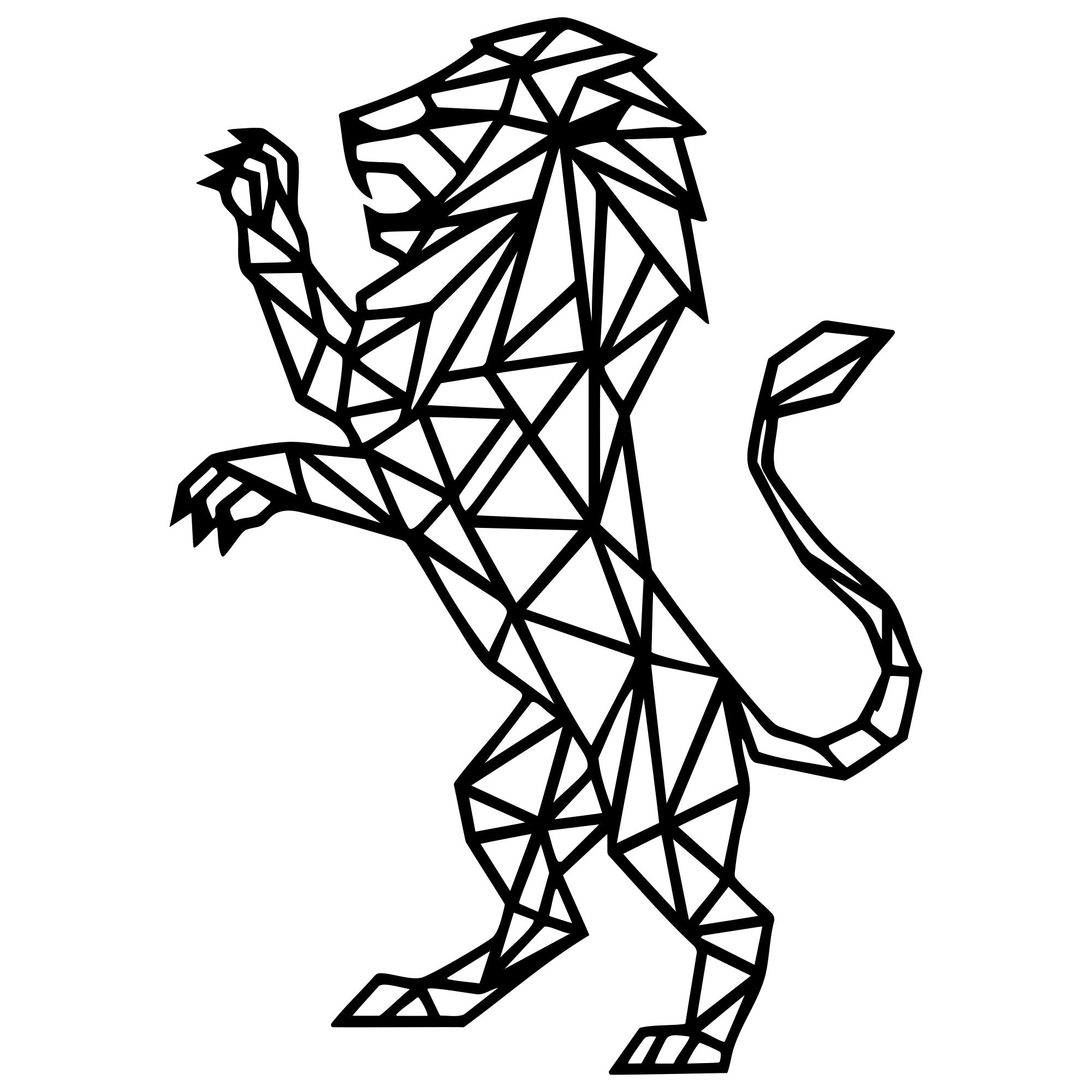 Geometric Lion DXF File – CNC Cutting Design | AWLION677