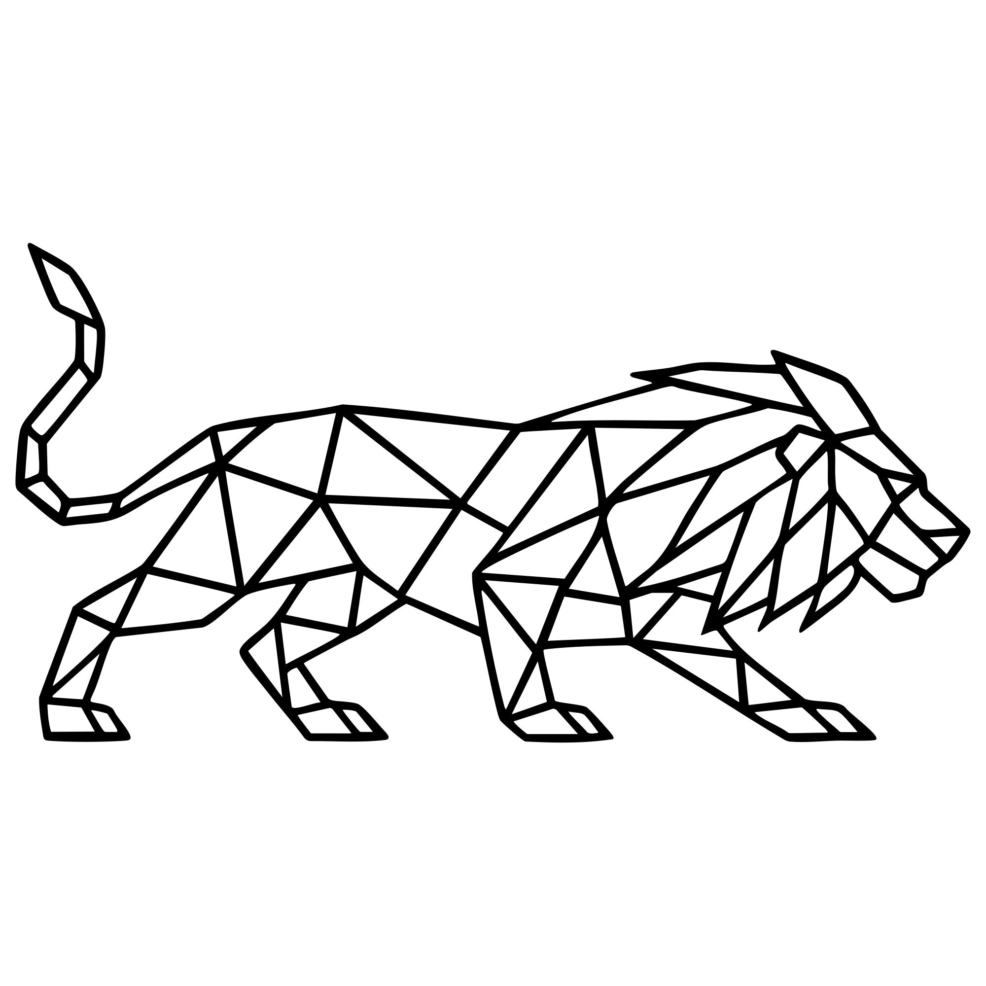 Geometric Lion DXF File – CNC Cutting Design | AWLION678