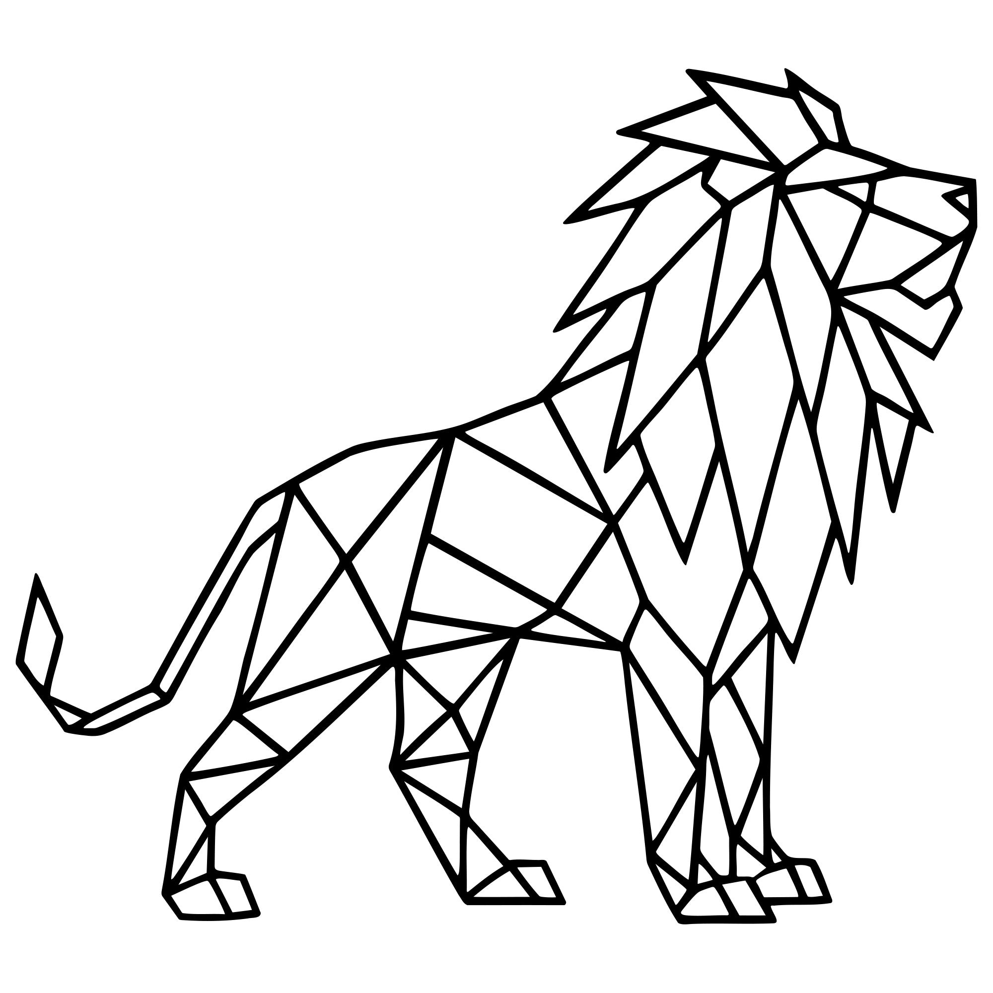 Geometric Lion DXF File – CNC Cutting Design | AWLION679