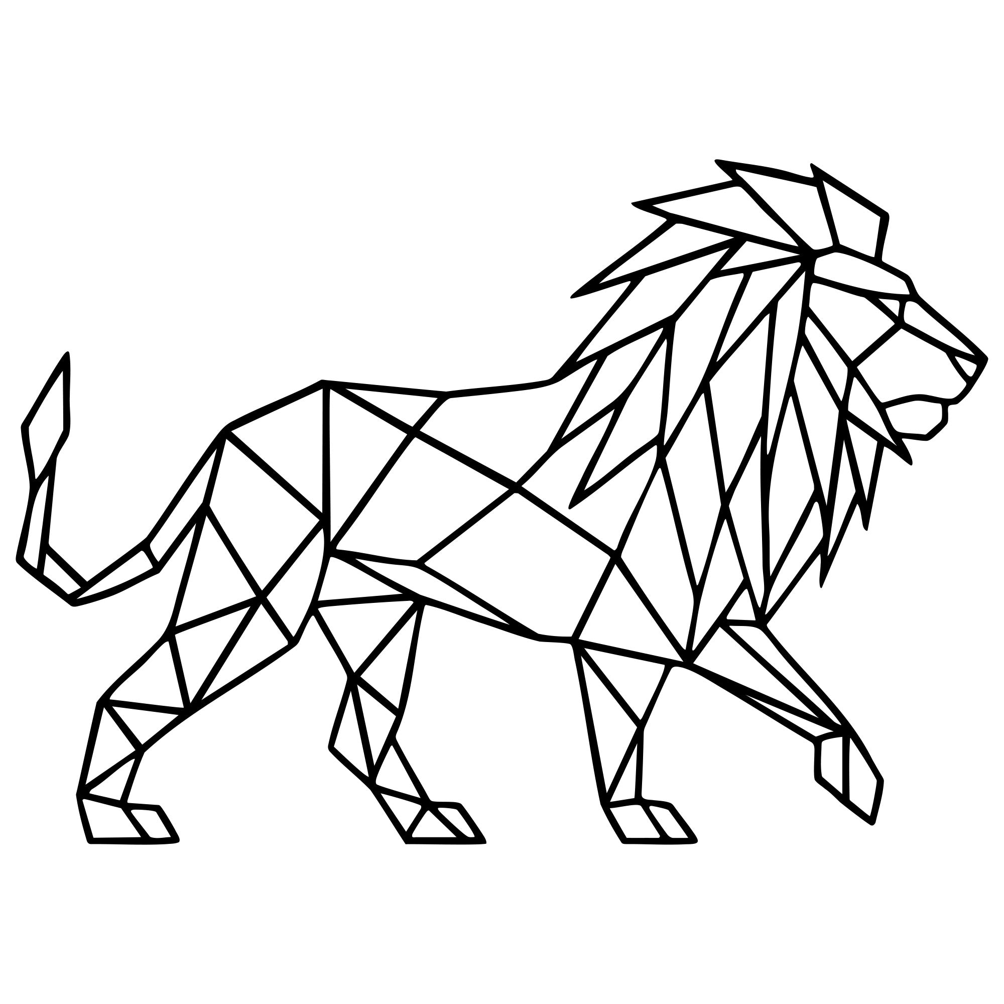 Geometric Lion DXF File – CNC Cutting Design | AWLION680