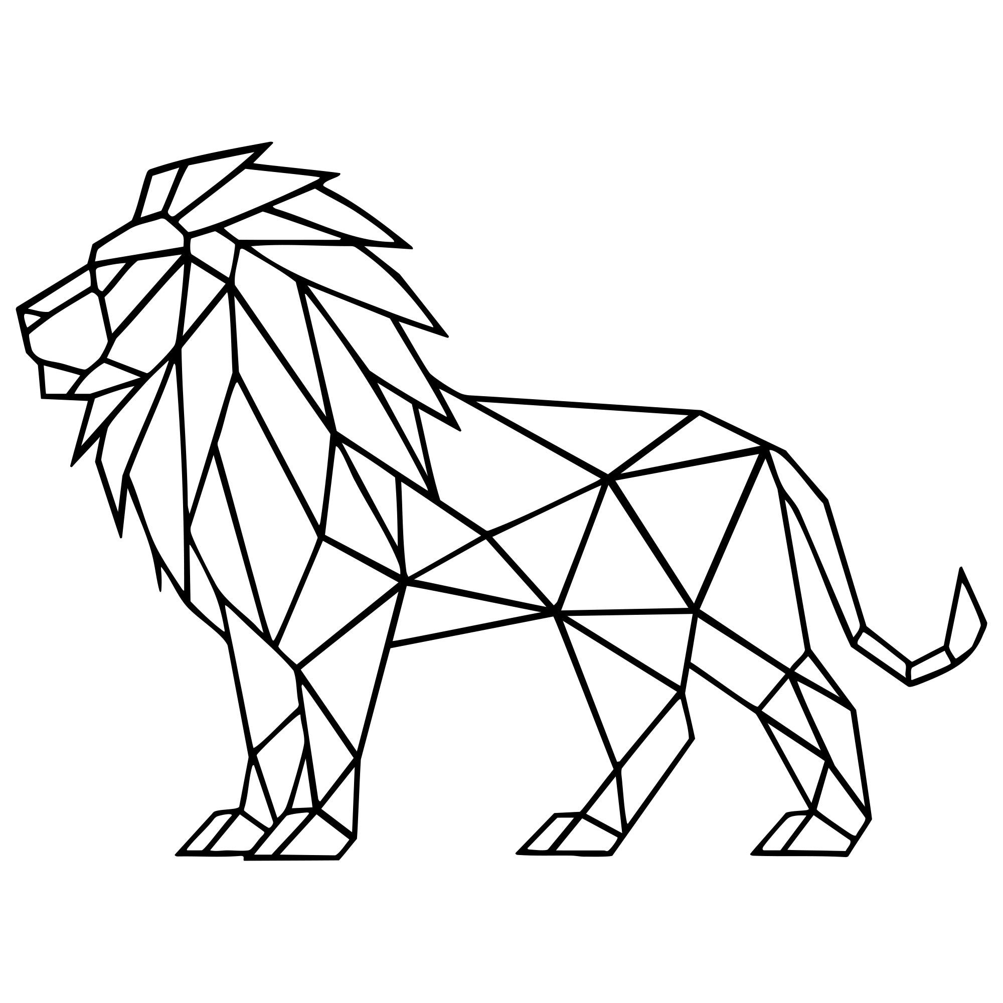Geometric Lion DXF File – CNC Cutting Design | AWLION681