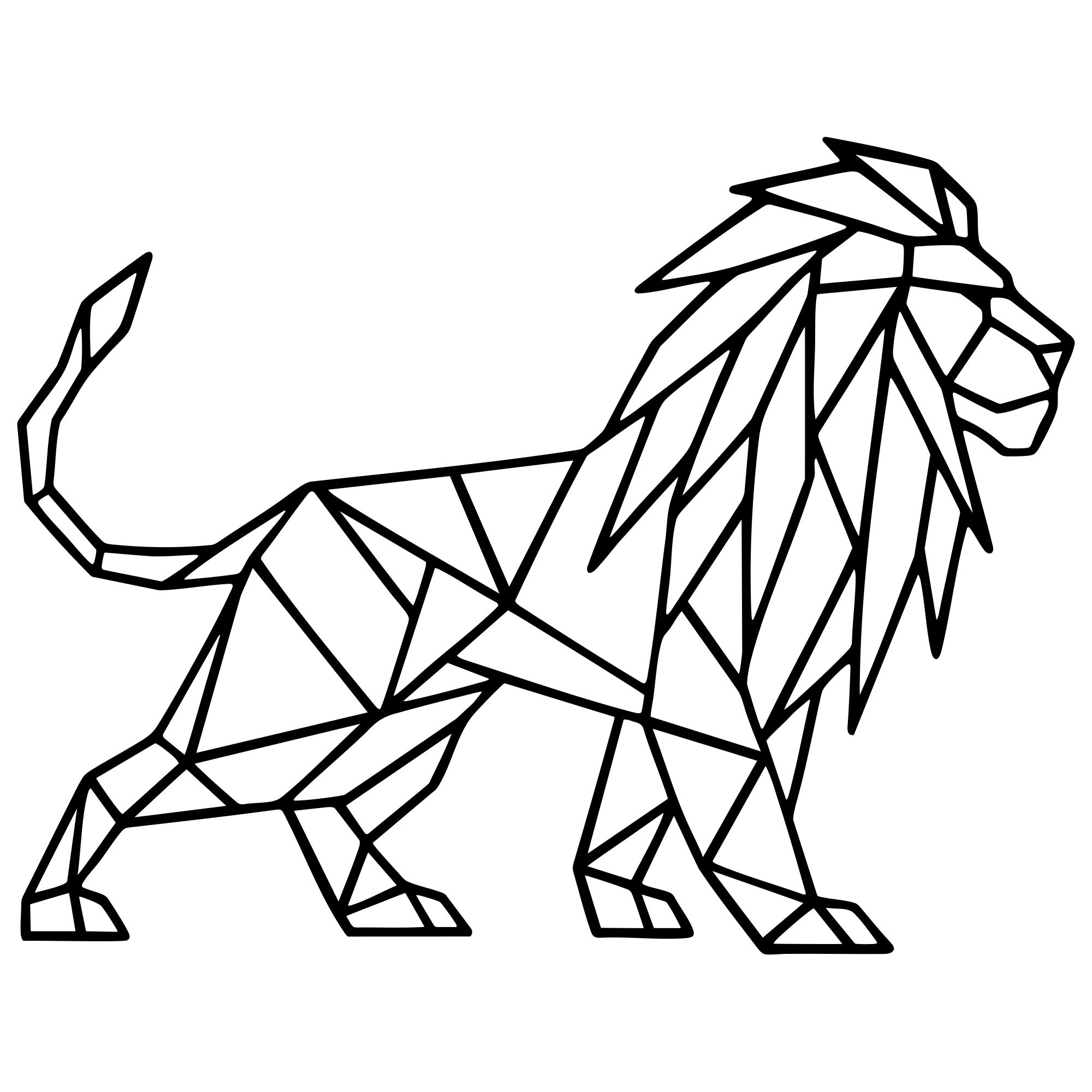 Geometric Lion DXF File – CNC Cutting Design | AWLION682