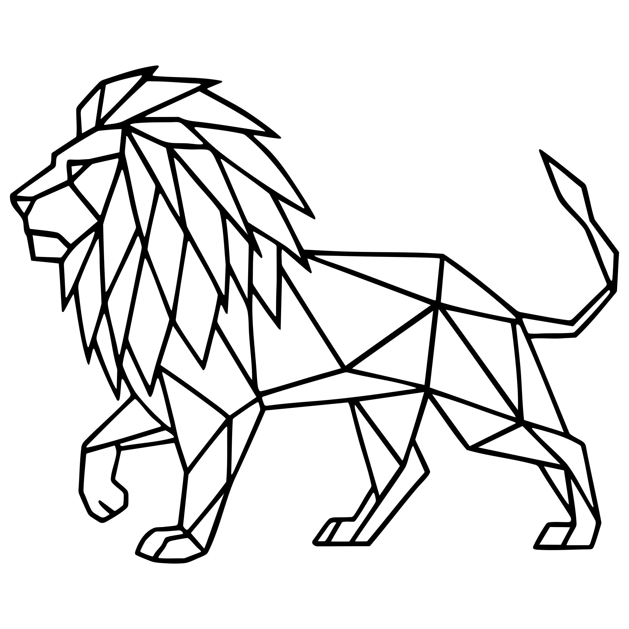 Geometric Lion DXF File – CNC Cutting Design | AWLION683