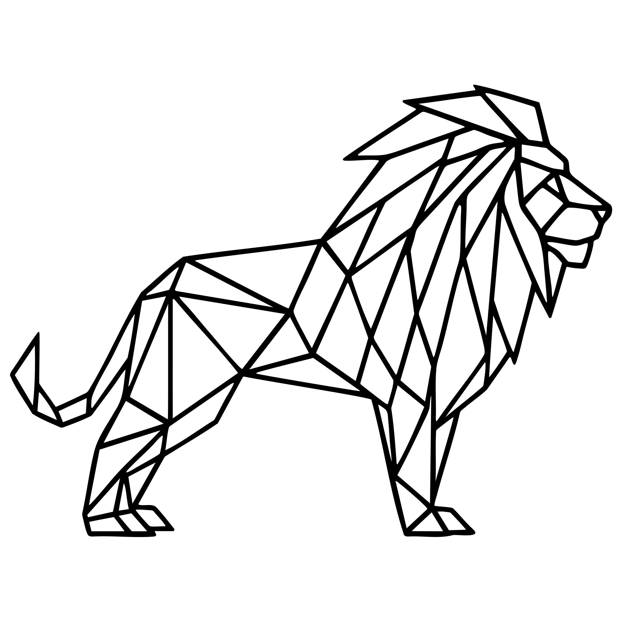 Geometric Lion DXF File – CNC Cutting Design | AWLION684