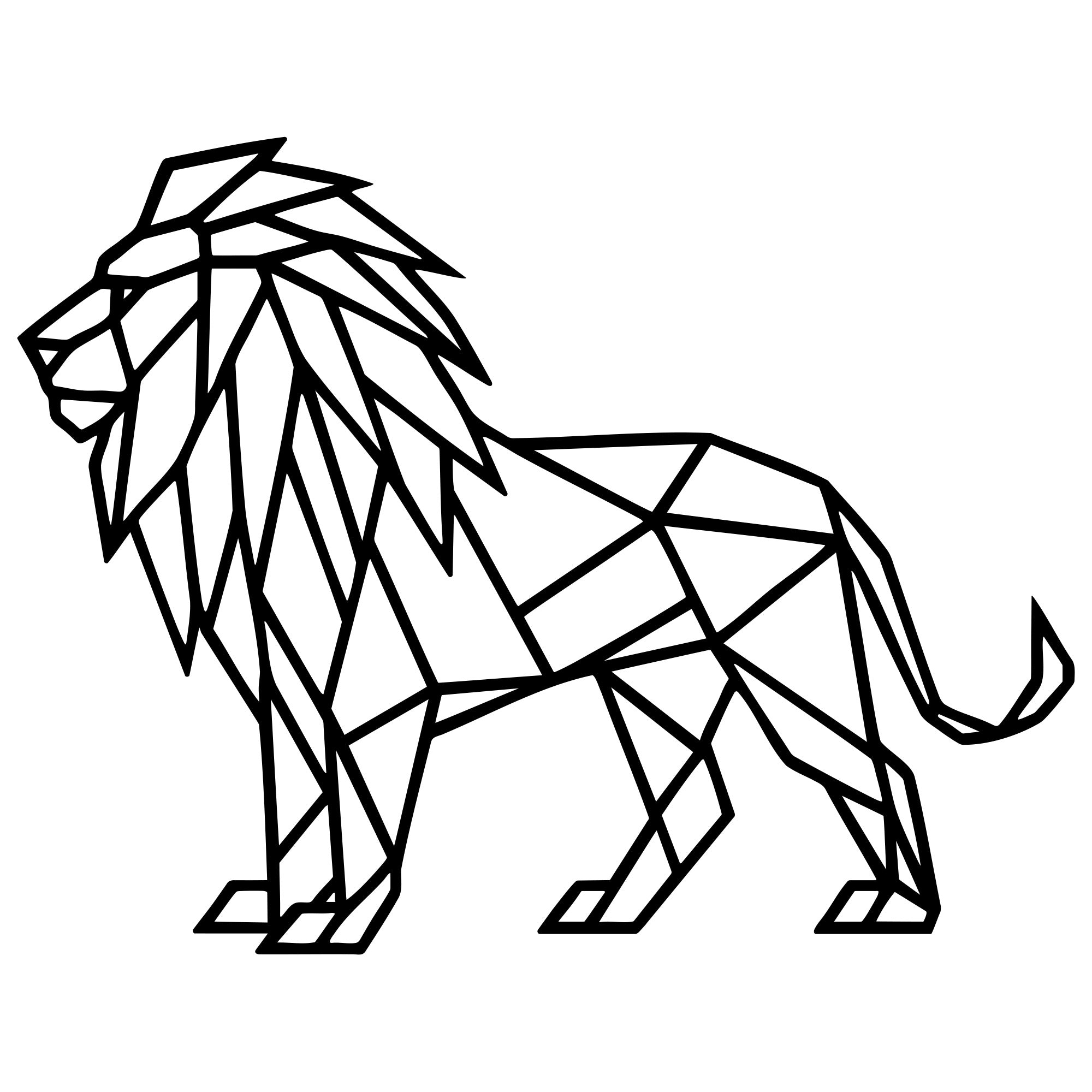 Geometric Lion DXF File – CNC Cutting Design | AWLION685