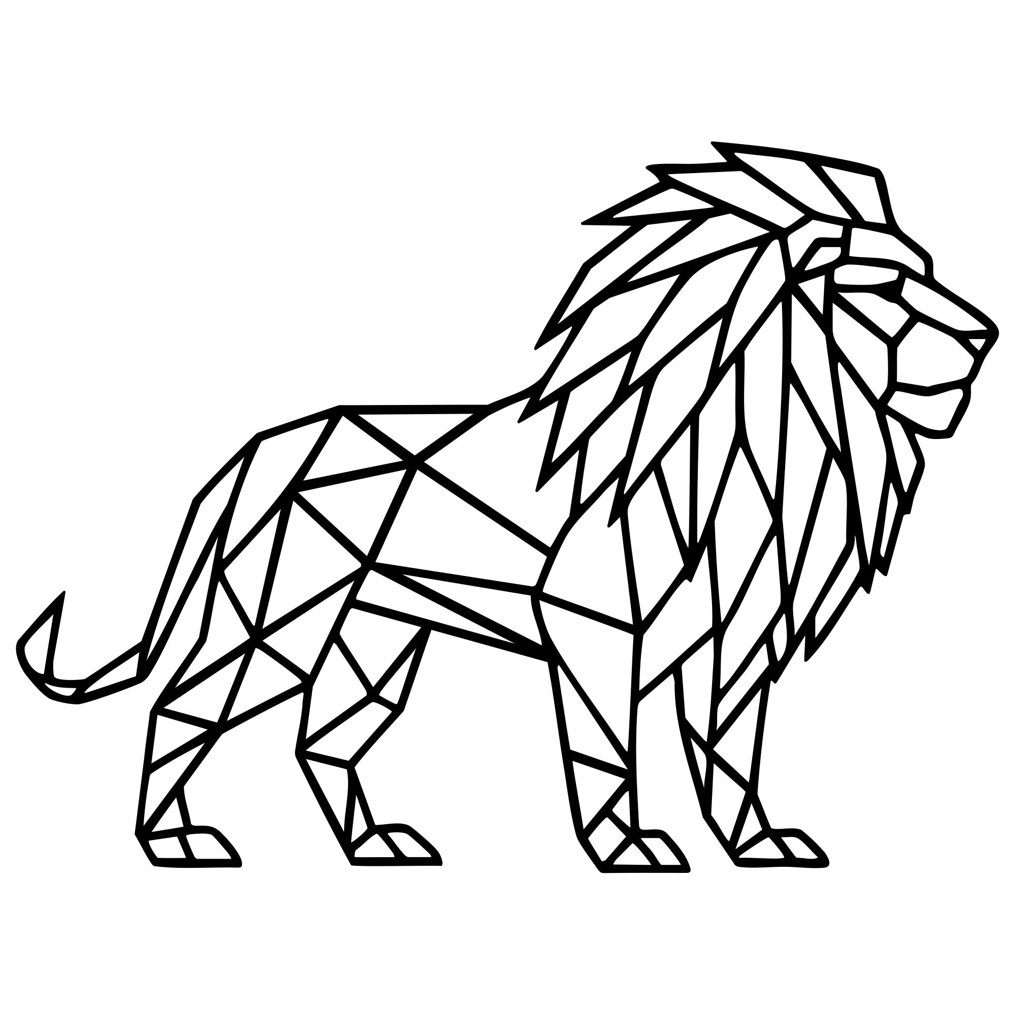 Geometric Lion DXF File – CNC Cutting Design | AWLION686