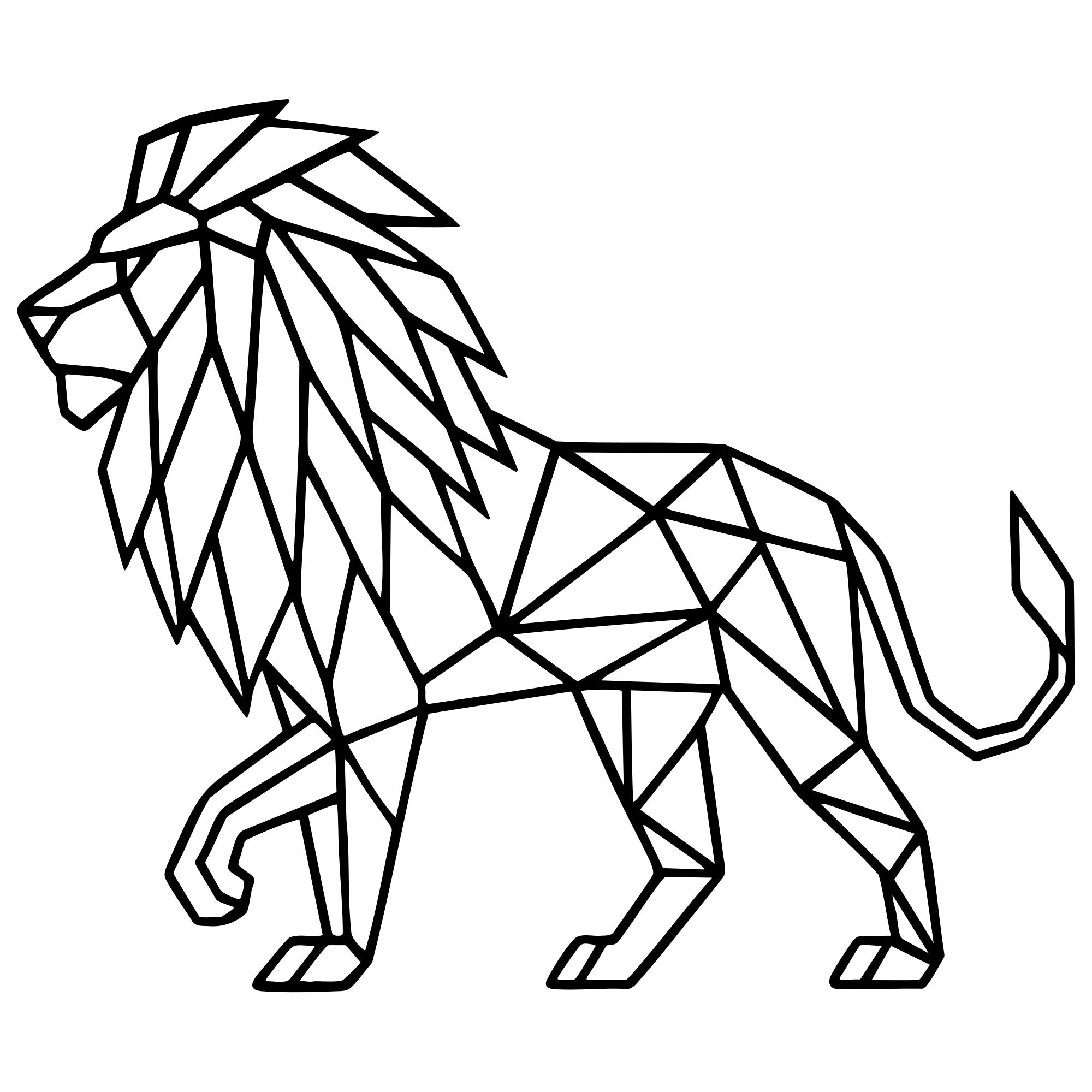 Geometric Lion DXF File – CNC Cutting Design | AWLION687