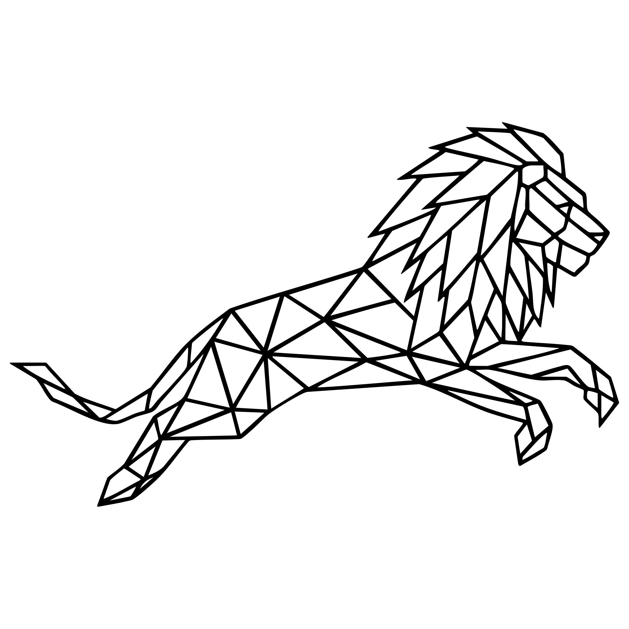 Geometric Lion DXF File – CNC Cutting Design | AWLION688