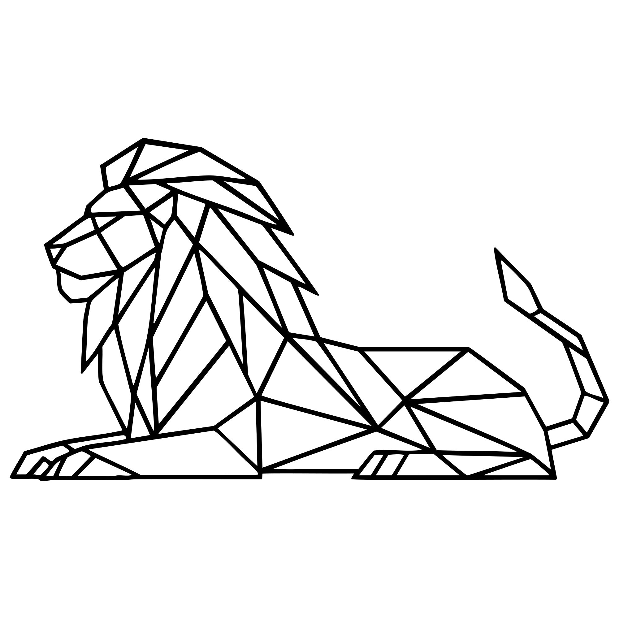 Geometric Lion DXF File – CNC Cutting Design | AWLION692