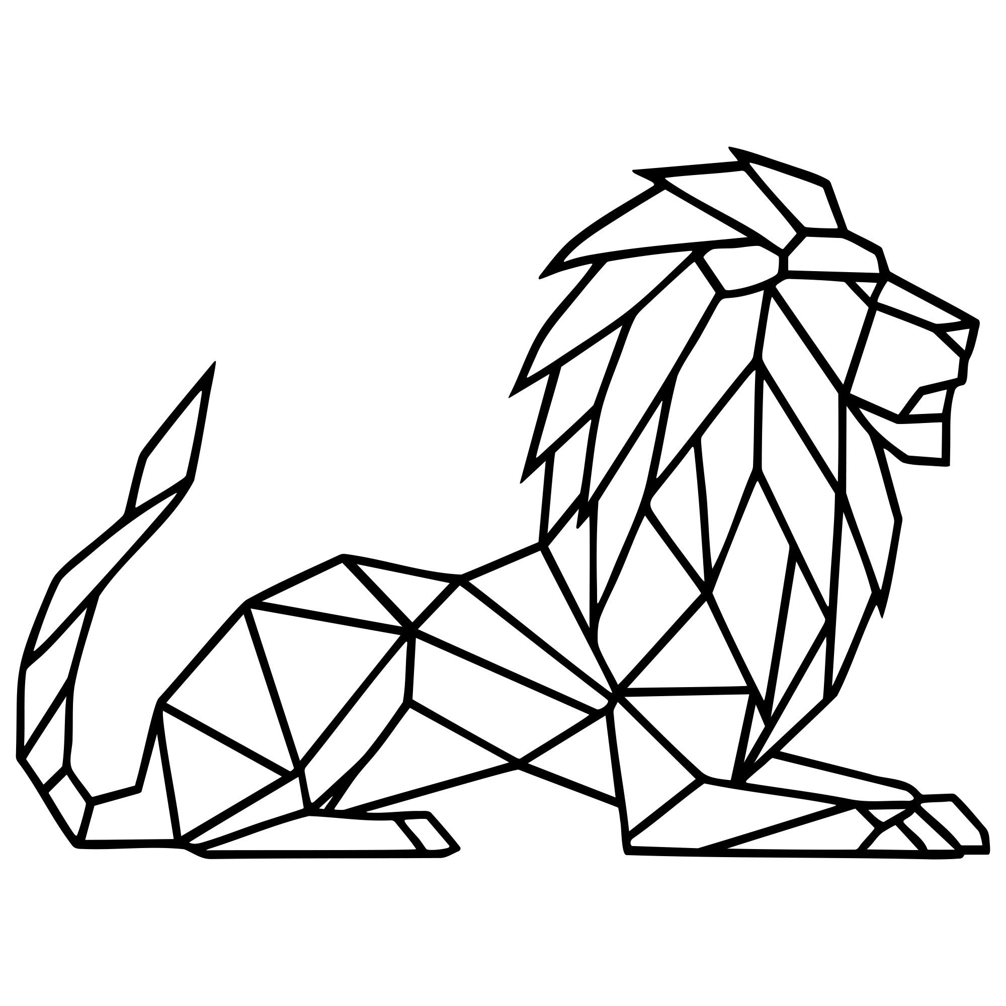 Geometric Lion DXF File – CNC Cutting Design | AWLION694
