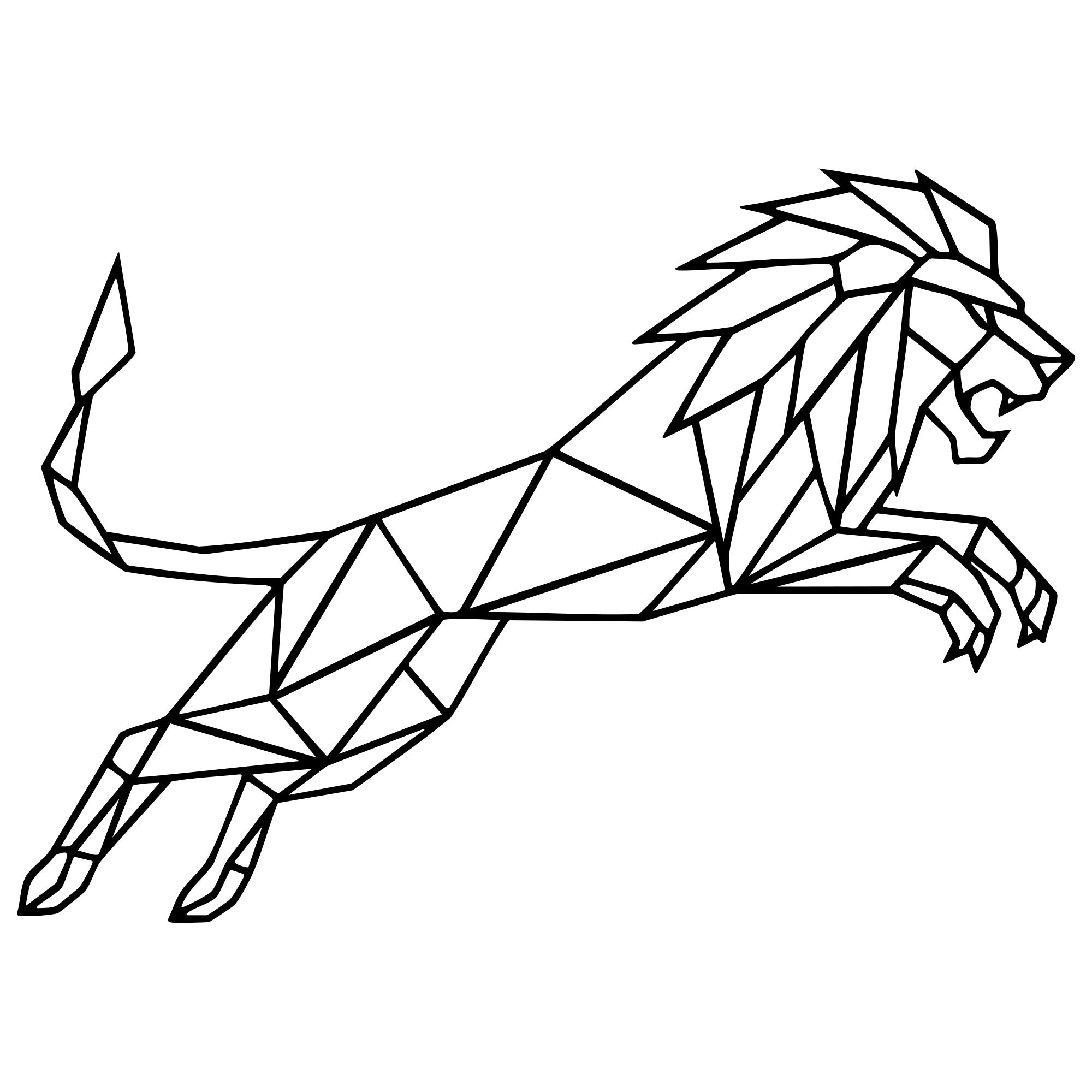 Geometric Lion DXF File – CNC Cutting Design | AWLION695