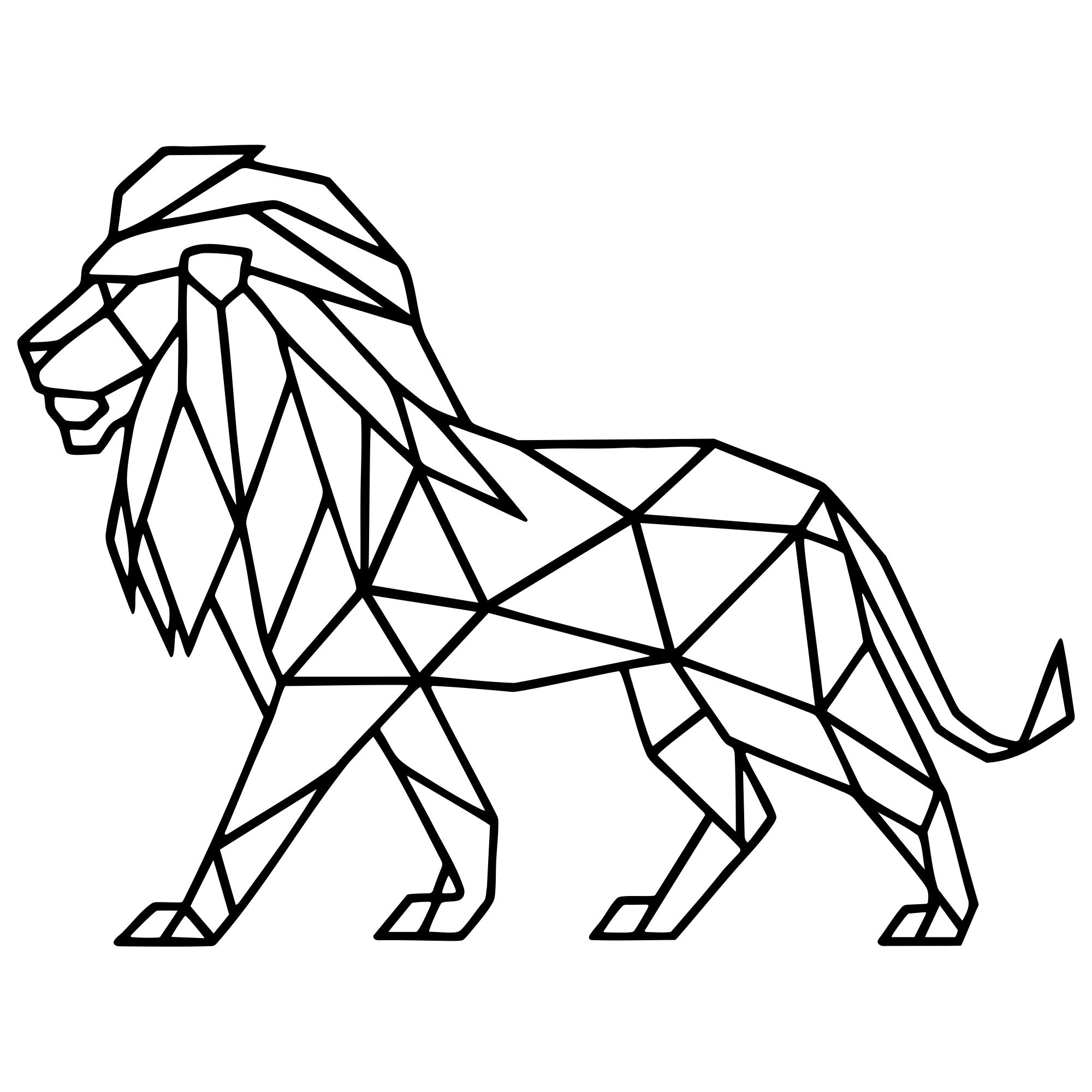 Geometric Lion DXF File – CNC Cutting Design | AWLION696