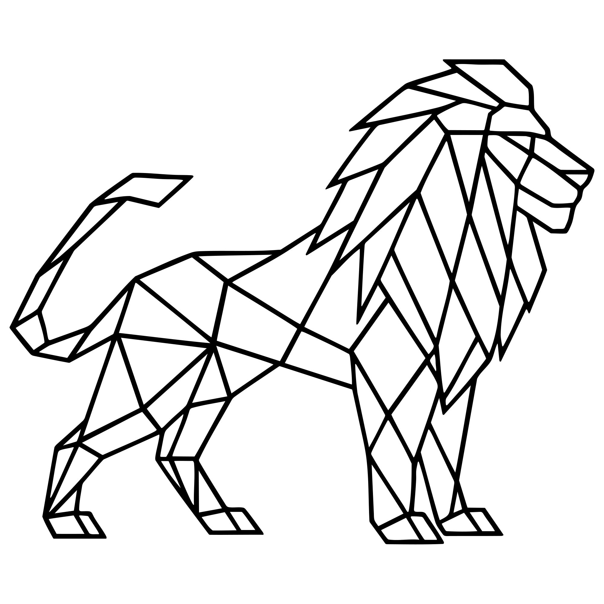 Geometric Lion DXF File – CNC Cutting Design | AWLION697