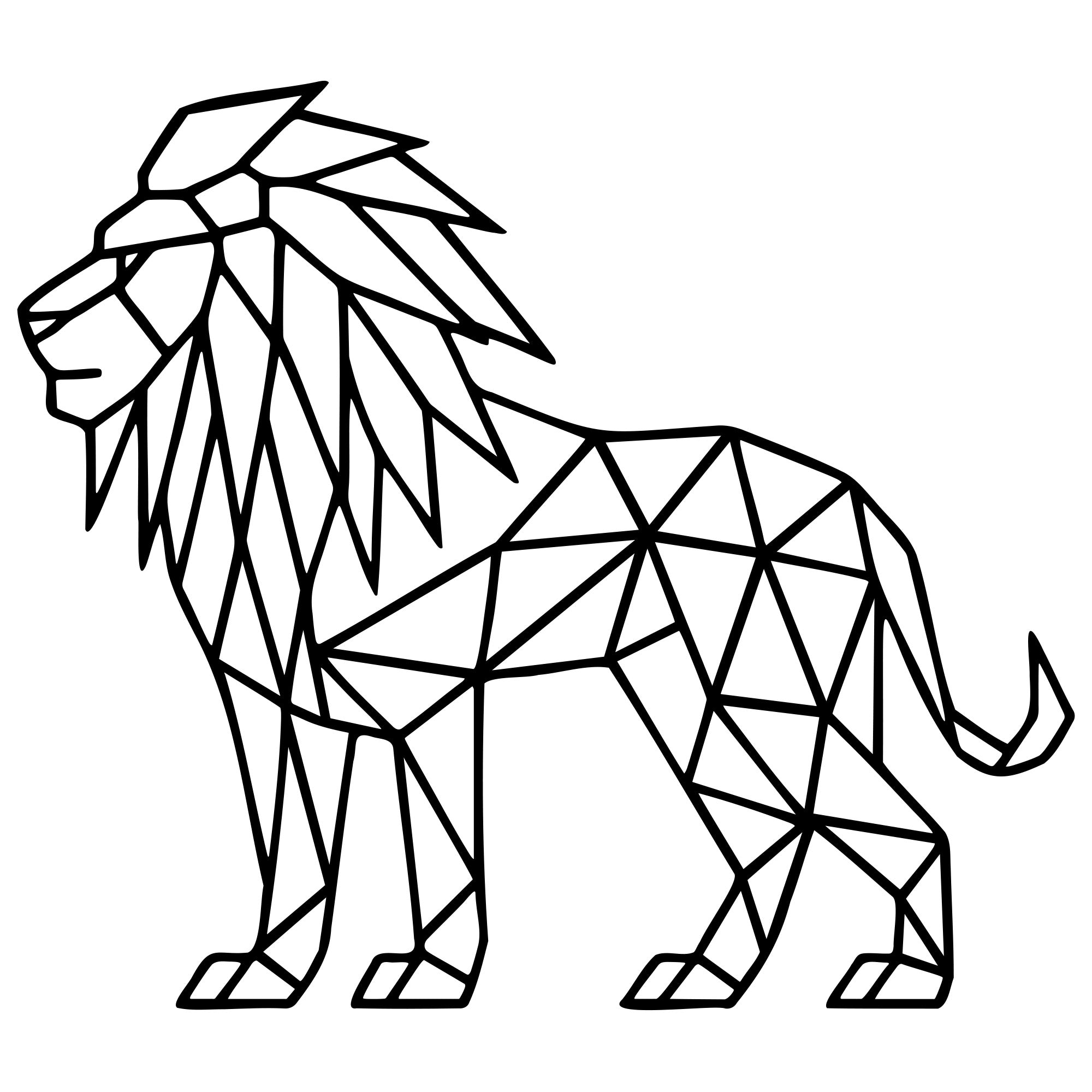 Geometric Lion DXF File – CNC Cutting Design | AWLION698