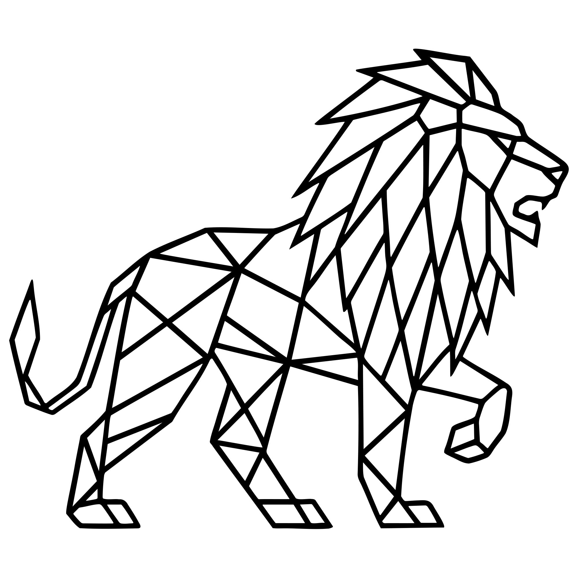 Geometric Lion DXF File – CNC Cutting Design | AWLION699