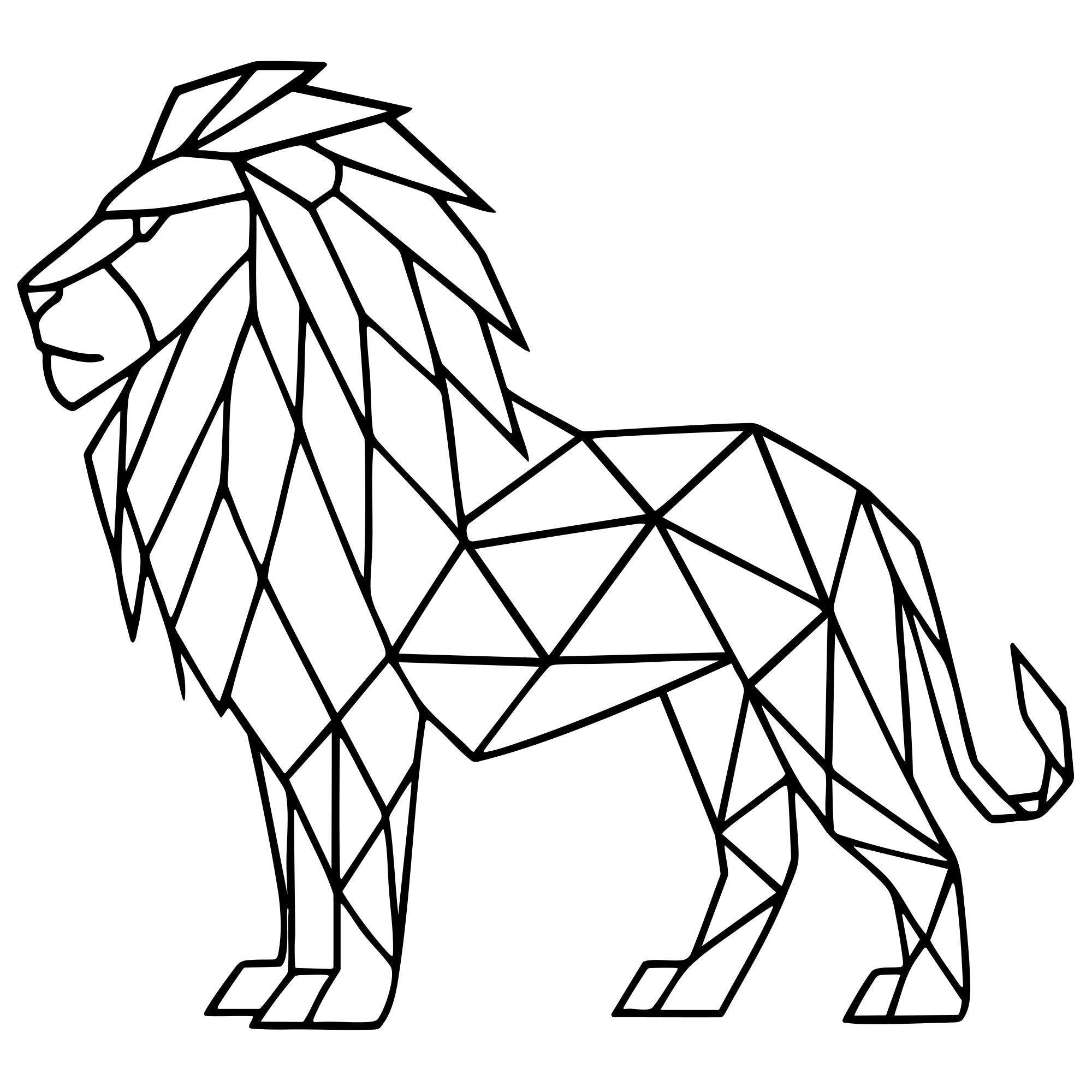 Geometric Lion DXF File – CNC Cutting Design | AWLION700