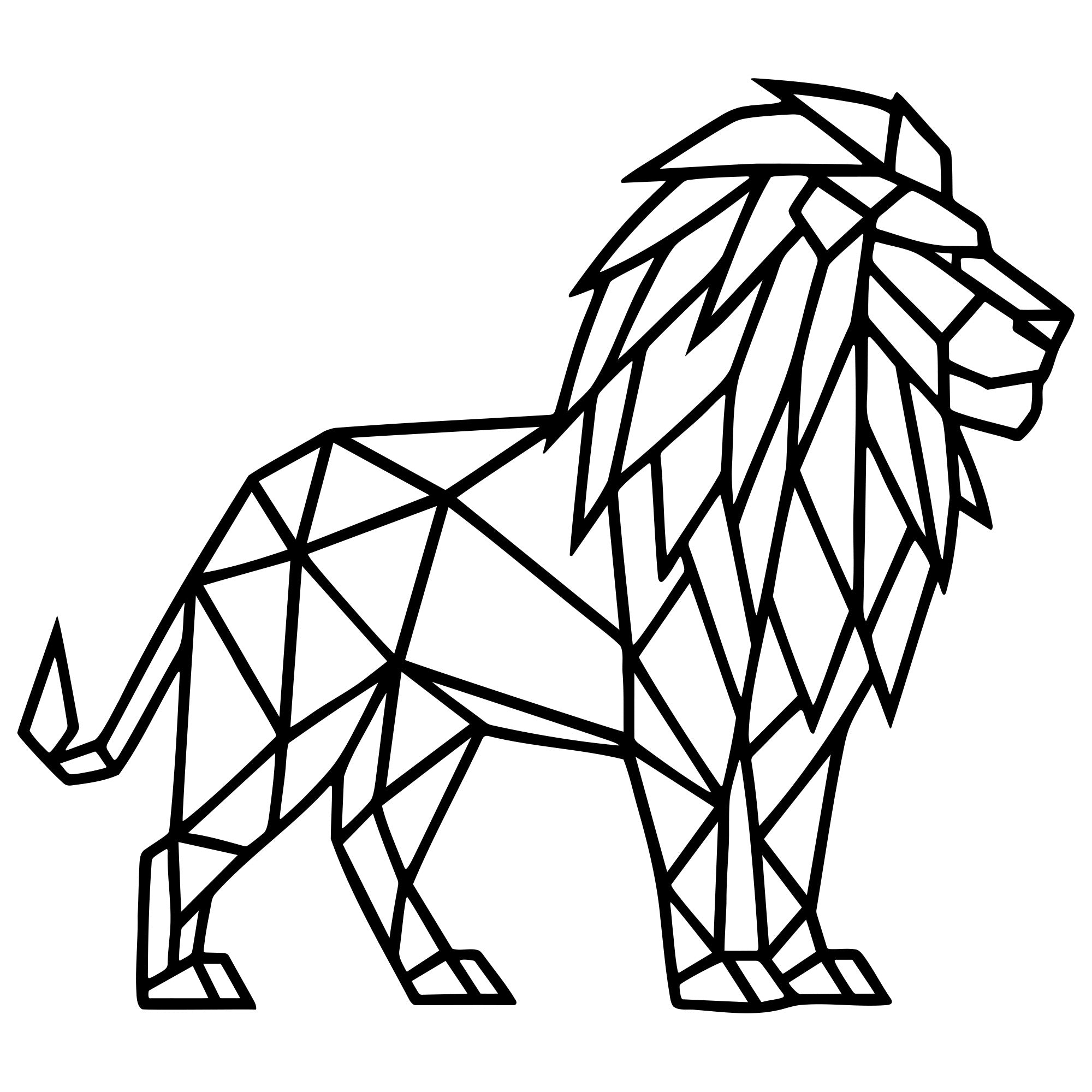 Geometric Lion DXF File – CNC Cutting Design | AWLION703
