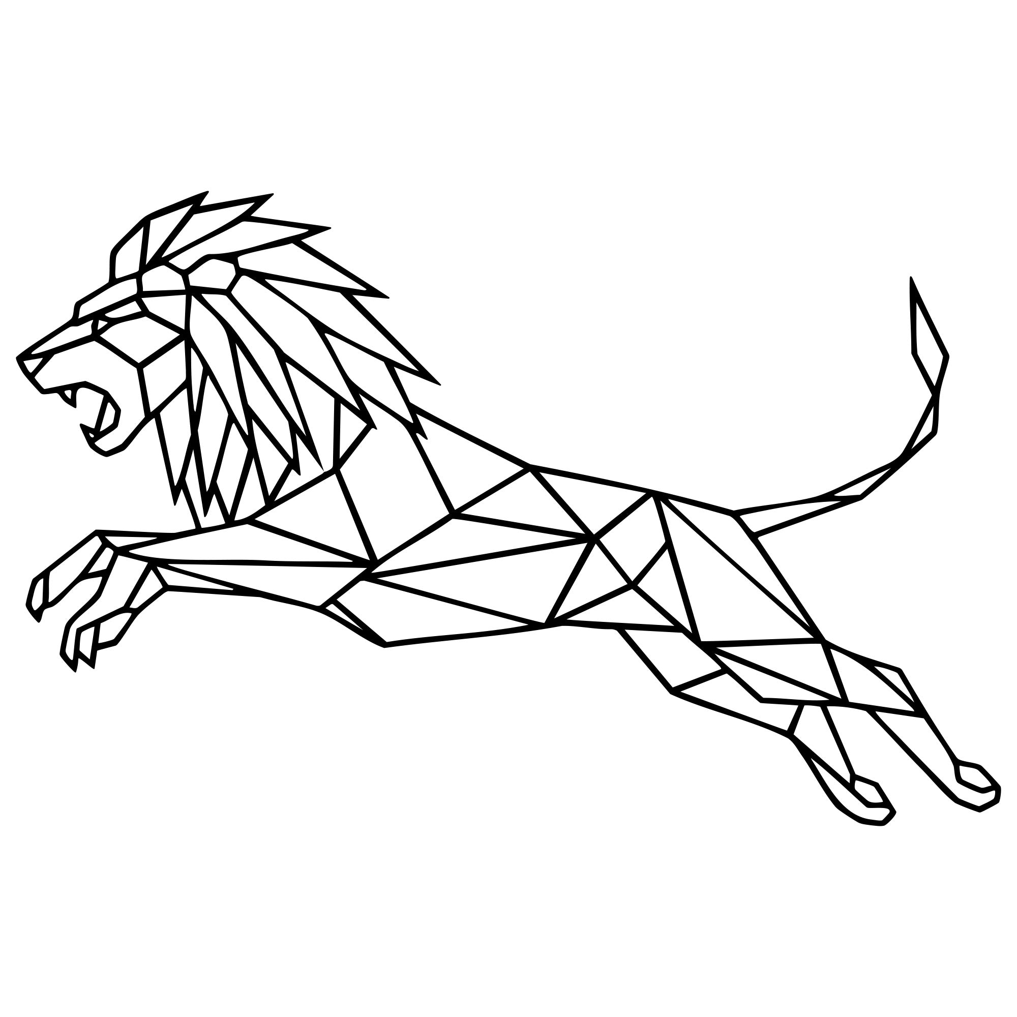 Geometric Lion DXF File – CNC Cutting Design | AWLION704