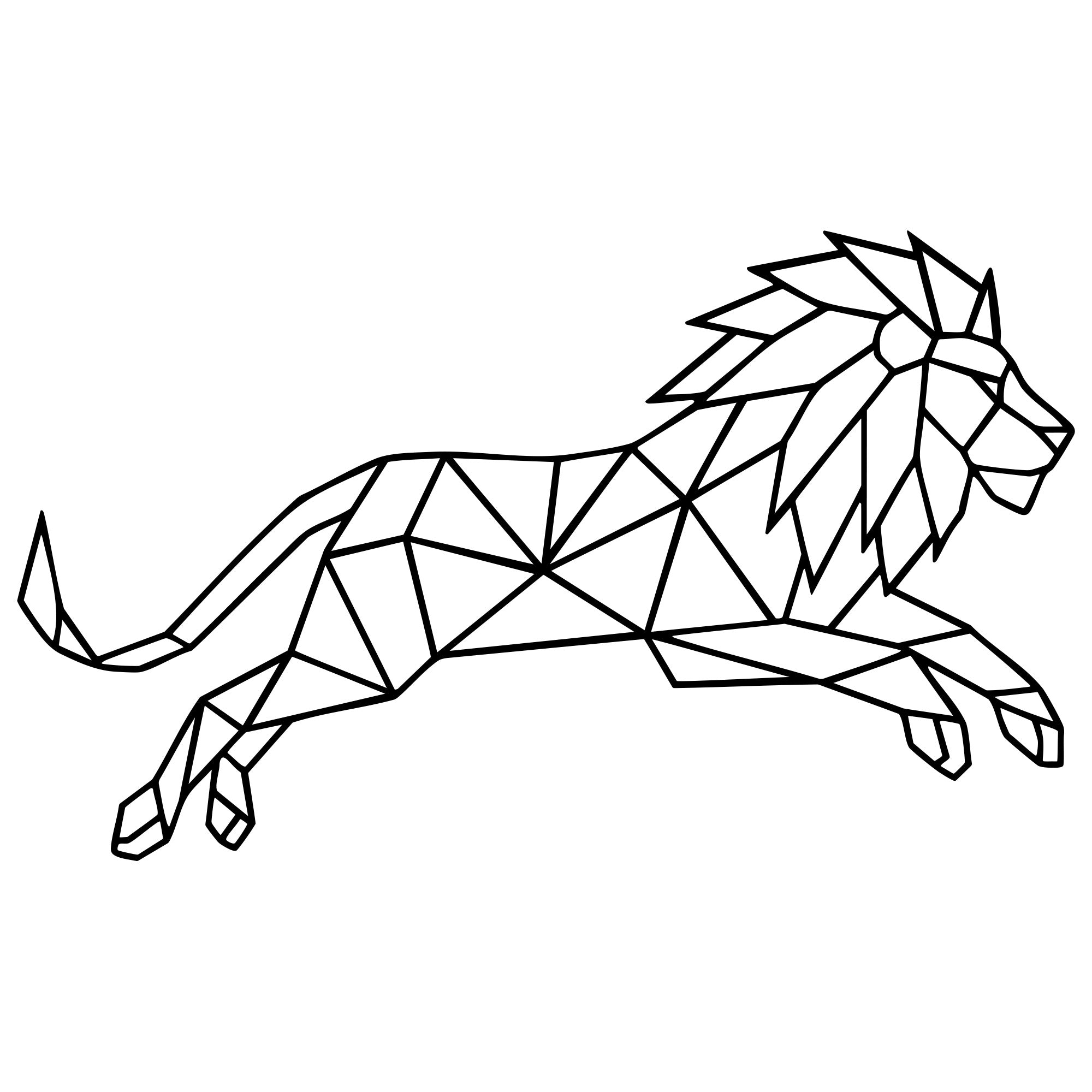 Geometric Lion DXF File – CNC Cutting Design | AWLION705