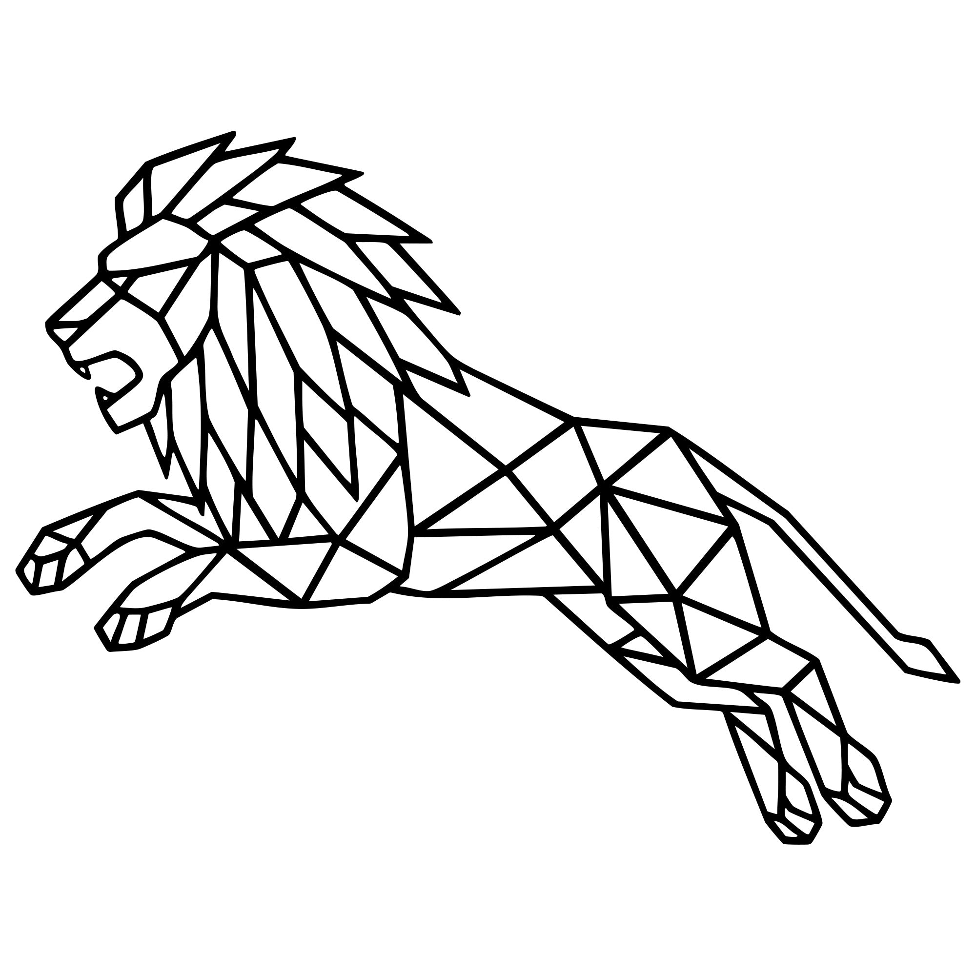 Geometric Lion DXF File – CNC Cutting Design | AWLION706