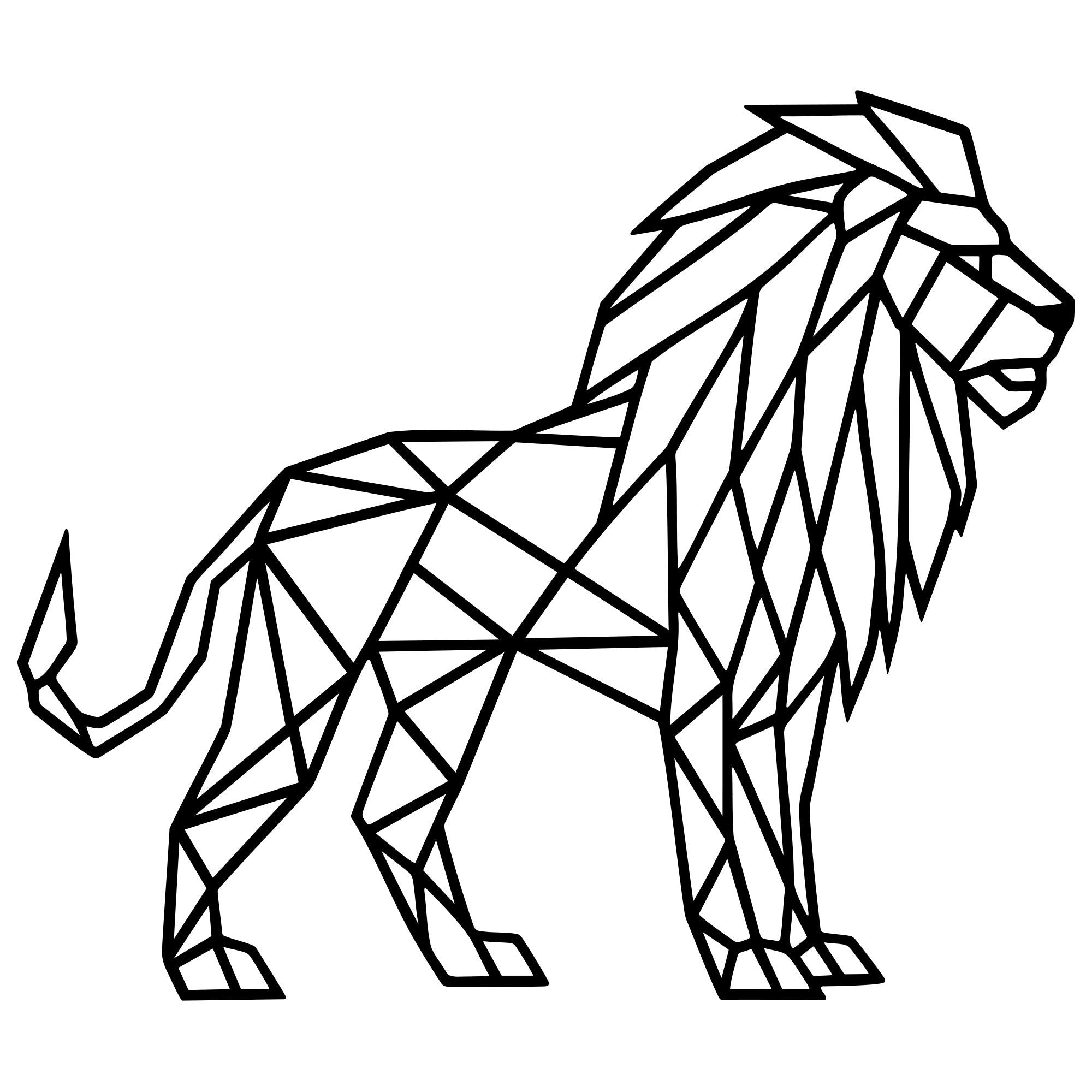 Geometric Lion DXF File – CNC Cutting Design | AWLION707