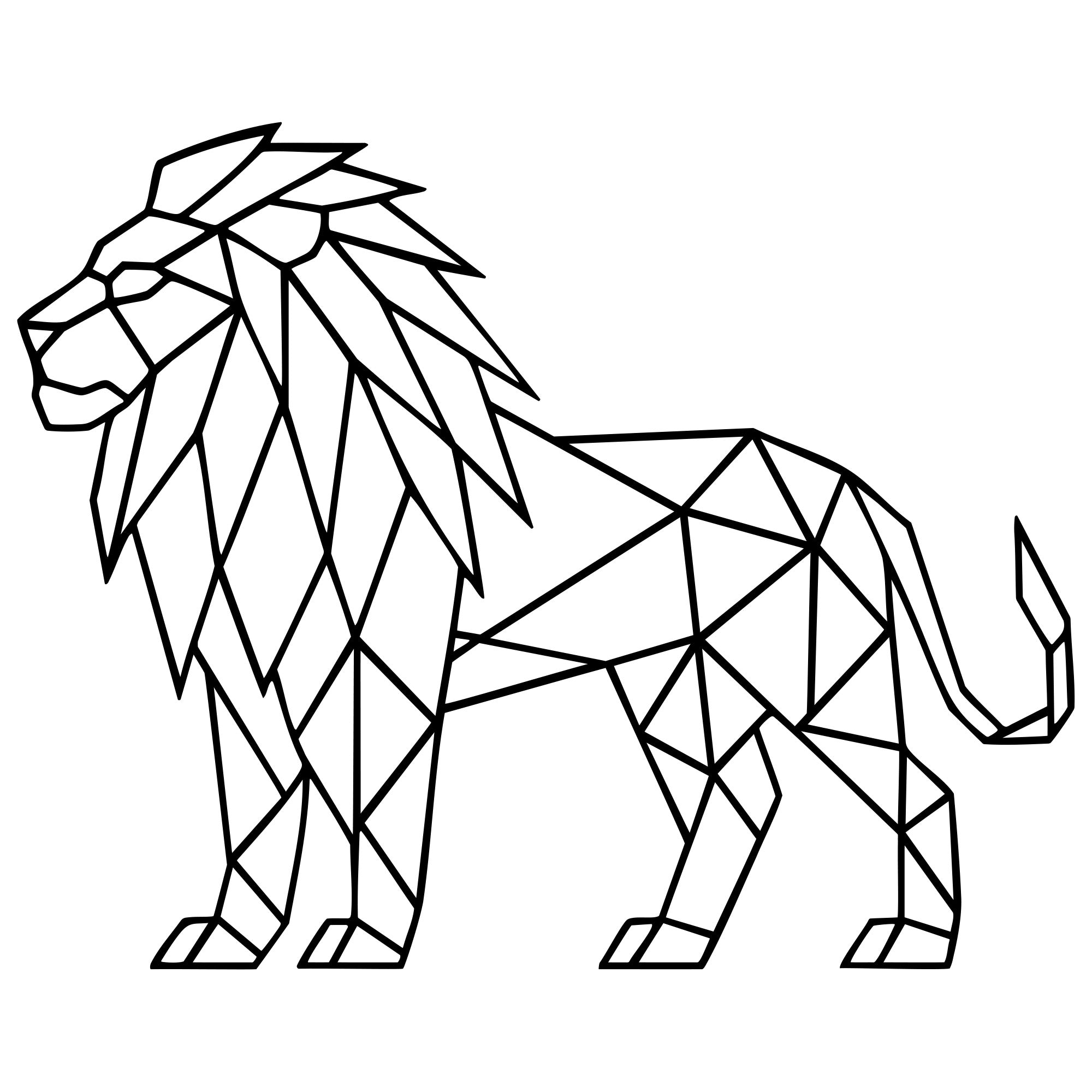 Geometric Lion DXF File – CNC Cutting Design | AWLION710