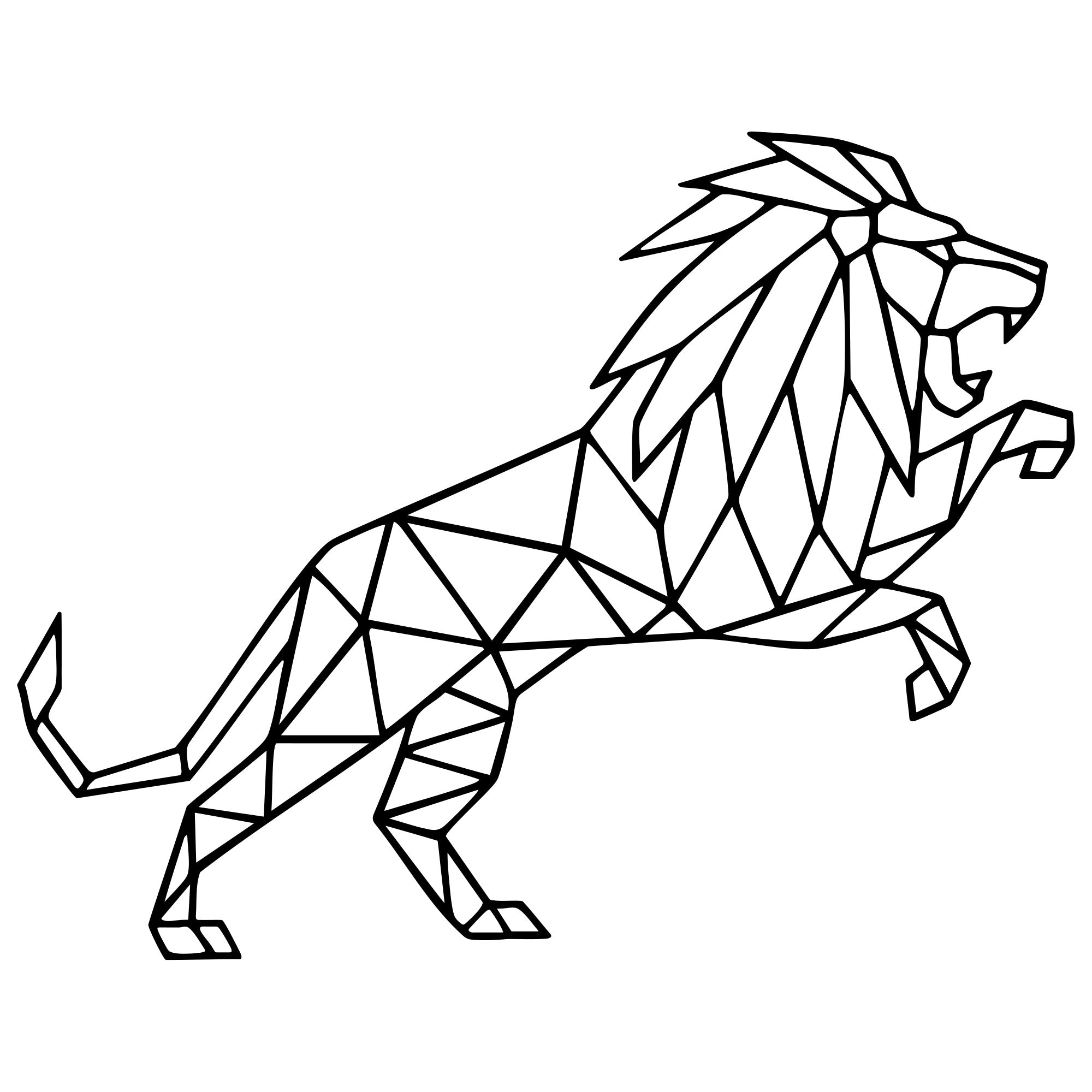 Geometric Lion DXF File – CNC Cutting Design | AWLION711
