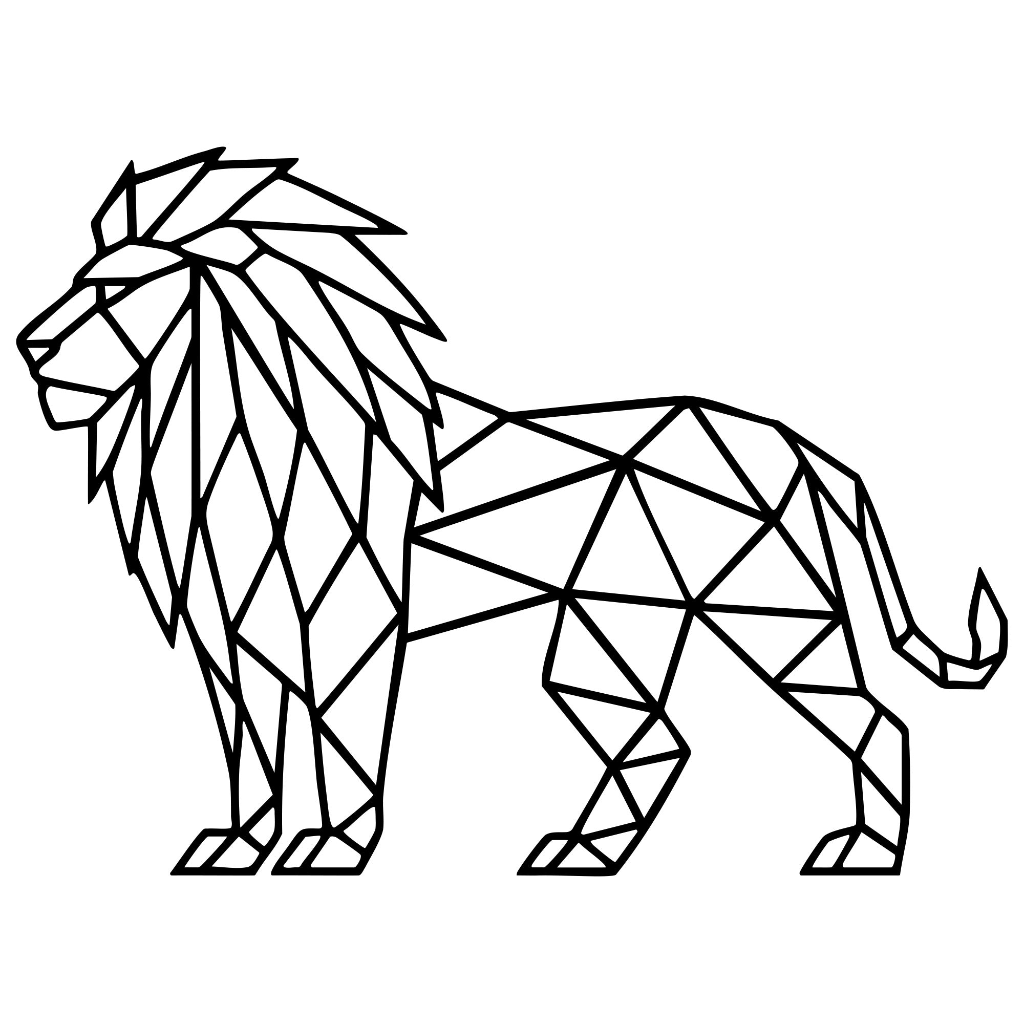 Geometric Lion DXF File – CNC Cutting Design | AWLION713