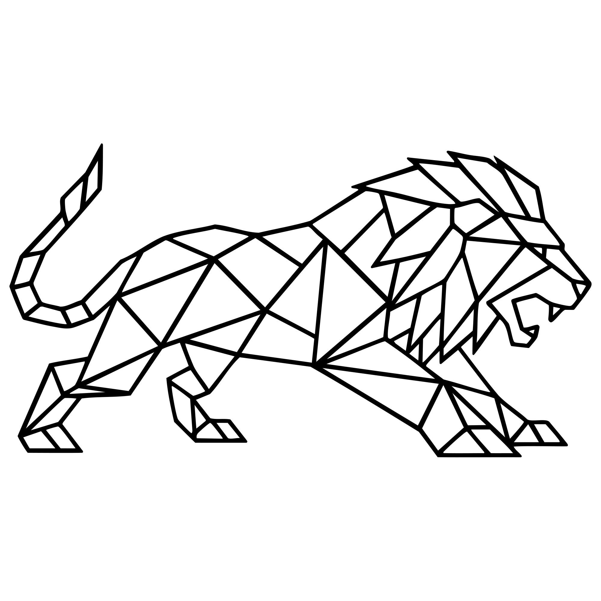 Geometric Lion DXF File – CNC Cutting Design | AWLION715