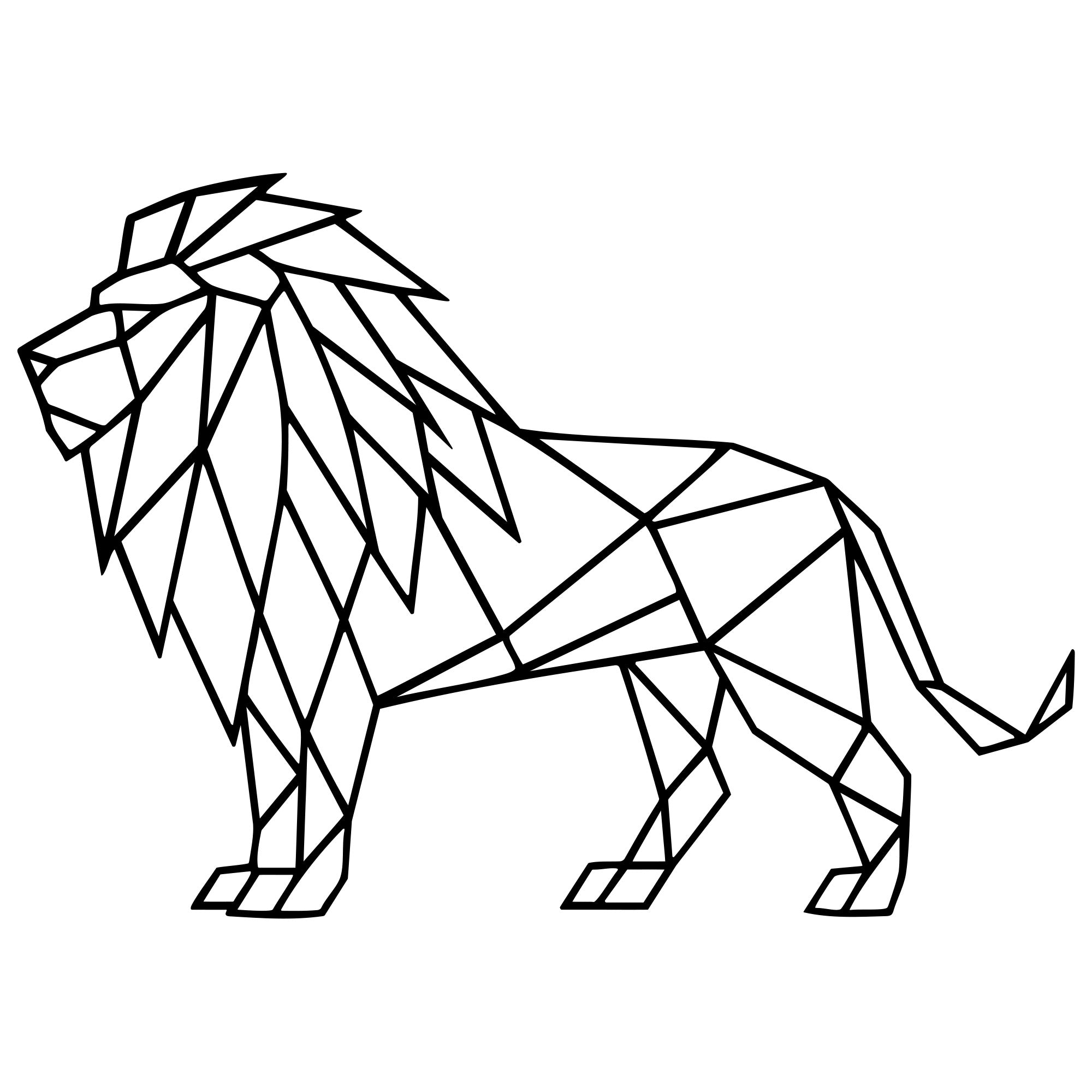 Geometric Lion DXF File – CNC Cutting Design | AWLION716