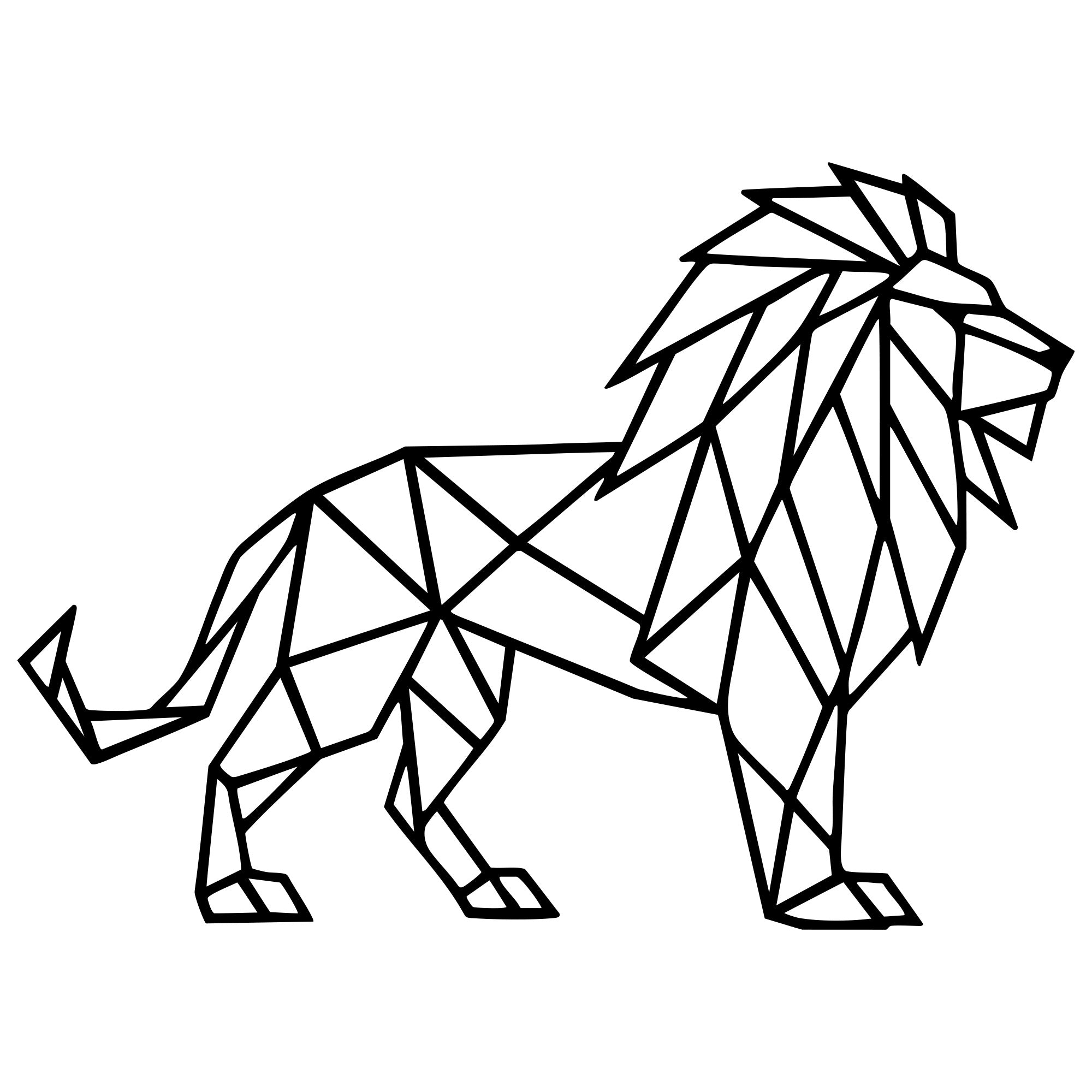 Geometric Lion DXF File – CNC Cutting Design | AWLION717
