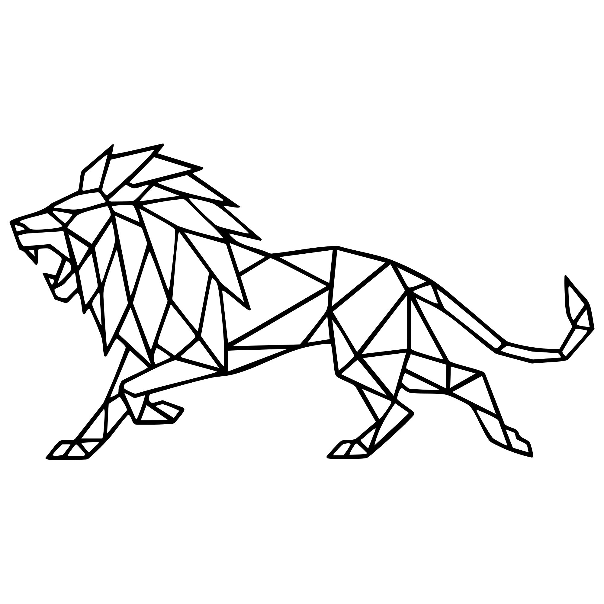 Geometric Lion DXF File – CNC Cutting Design | AWLION720